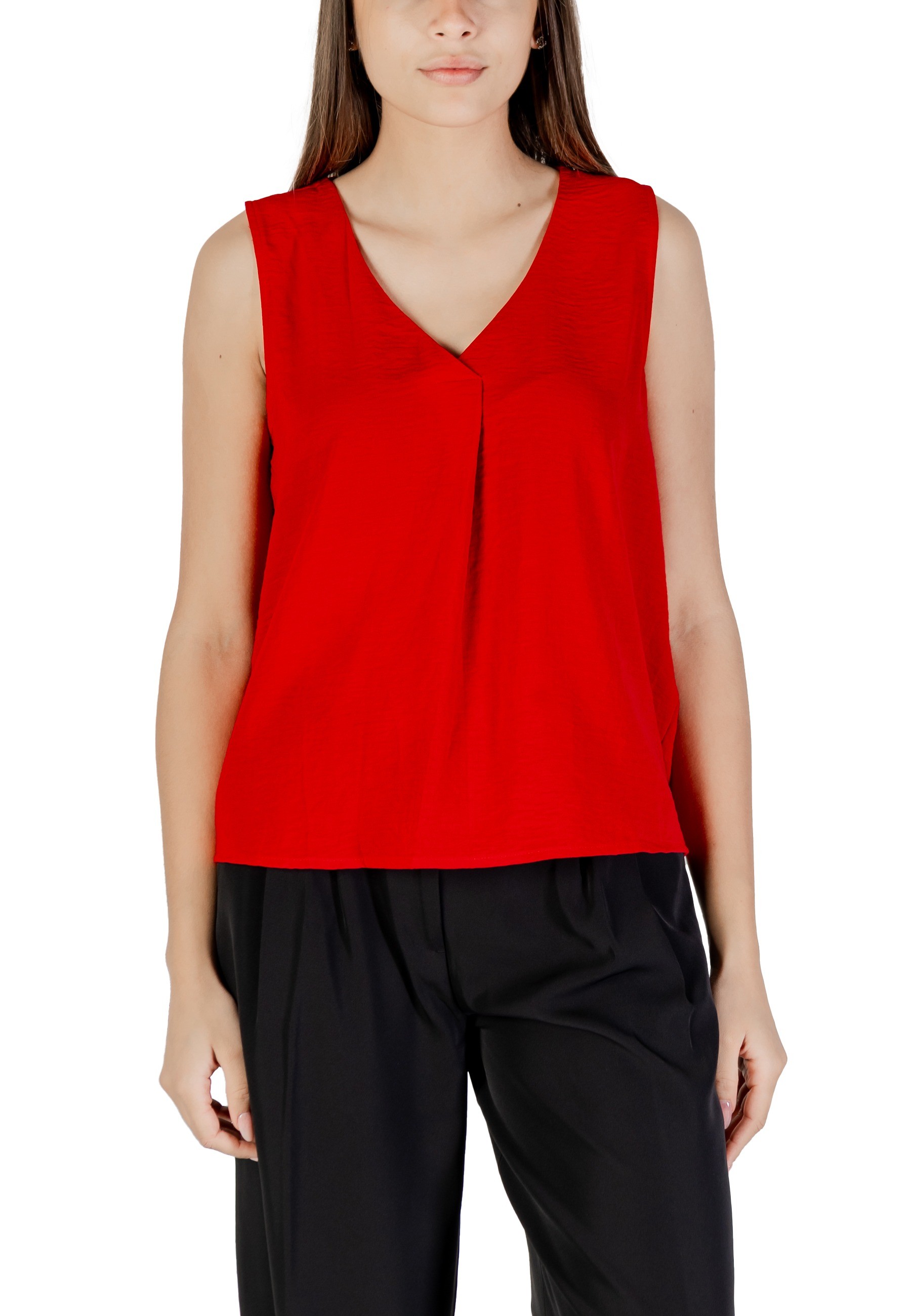 Červený dámský top bez rukávů