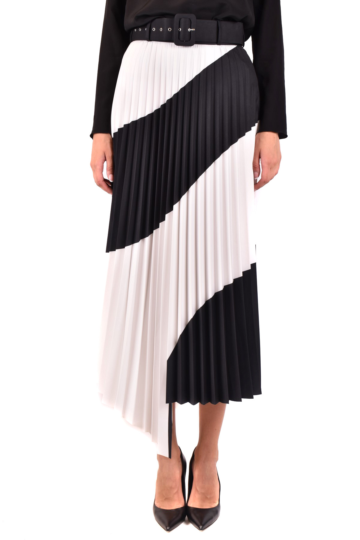 Плисирана пола в черно-бяла комбинация