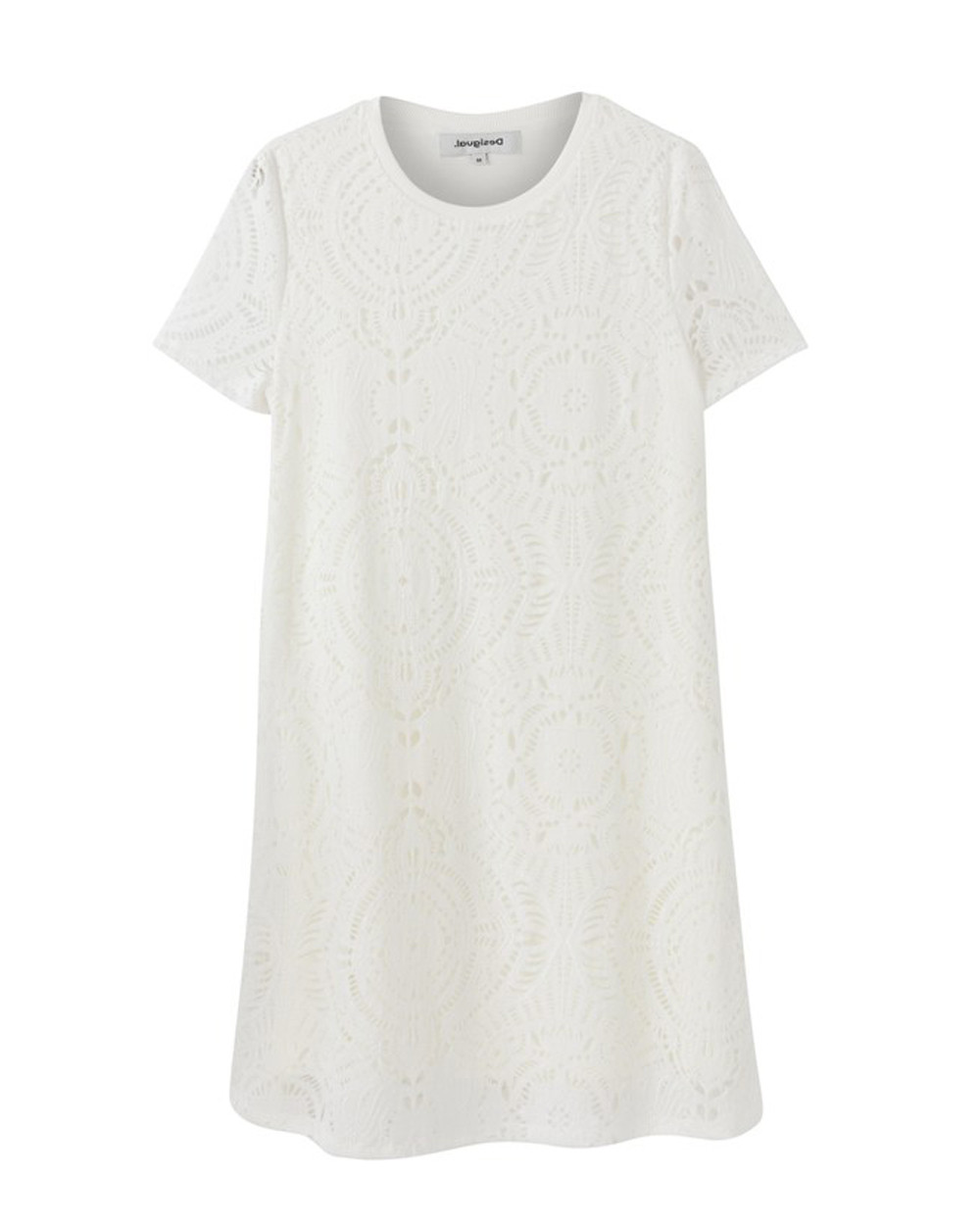 Бяла дантелена рокля Desigual