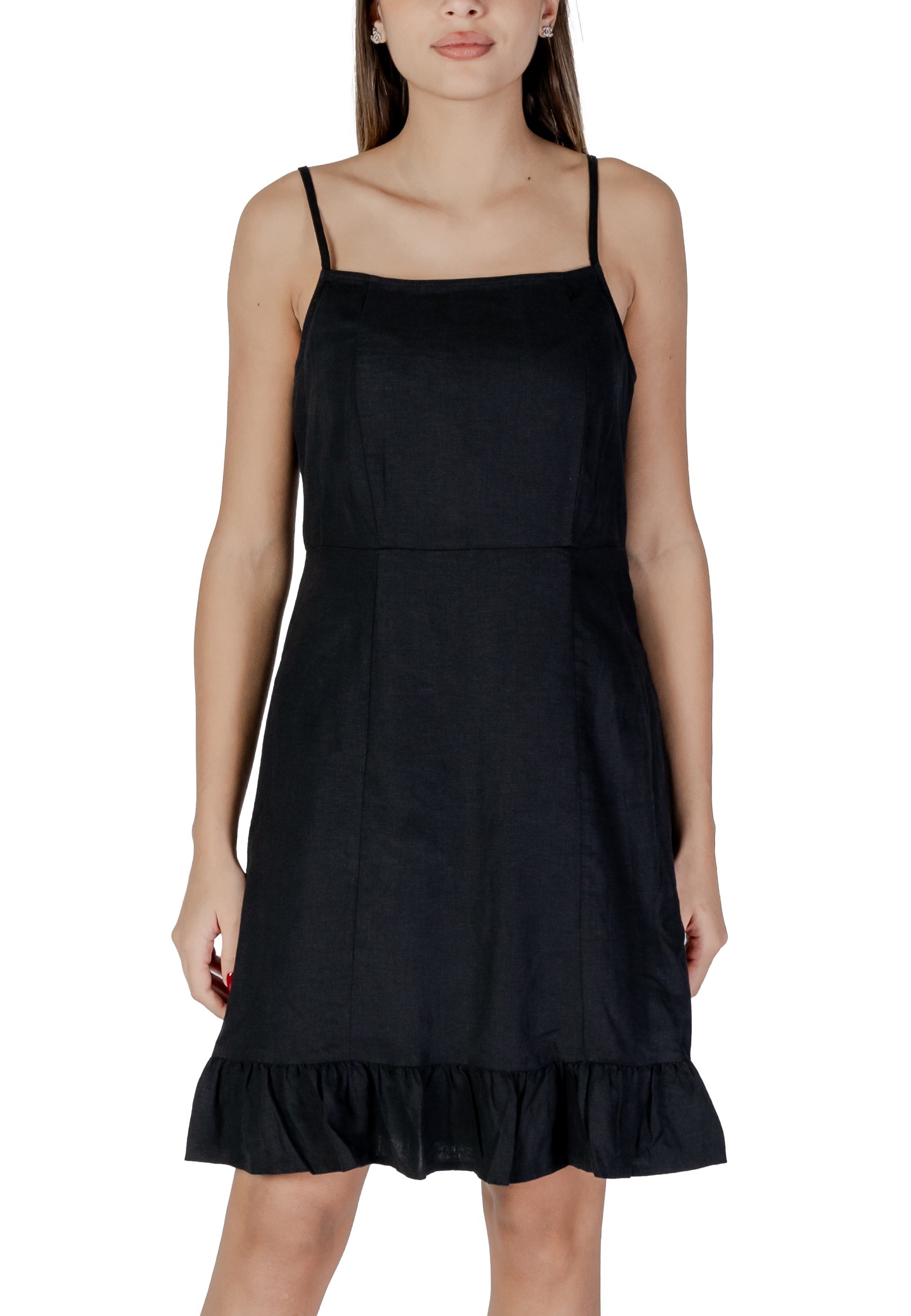 Черна мини рокля с презрамки