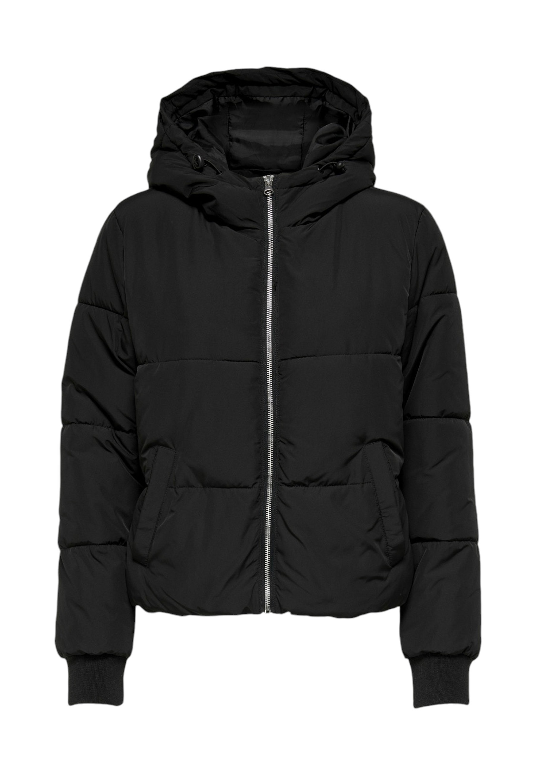 Čierna zimná bunda s kapucňou