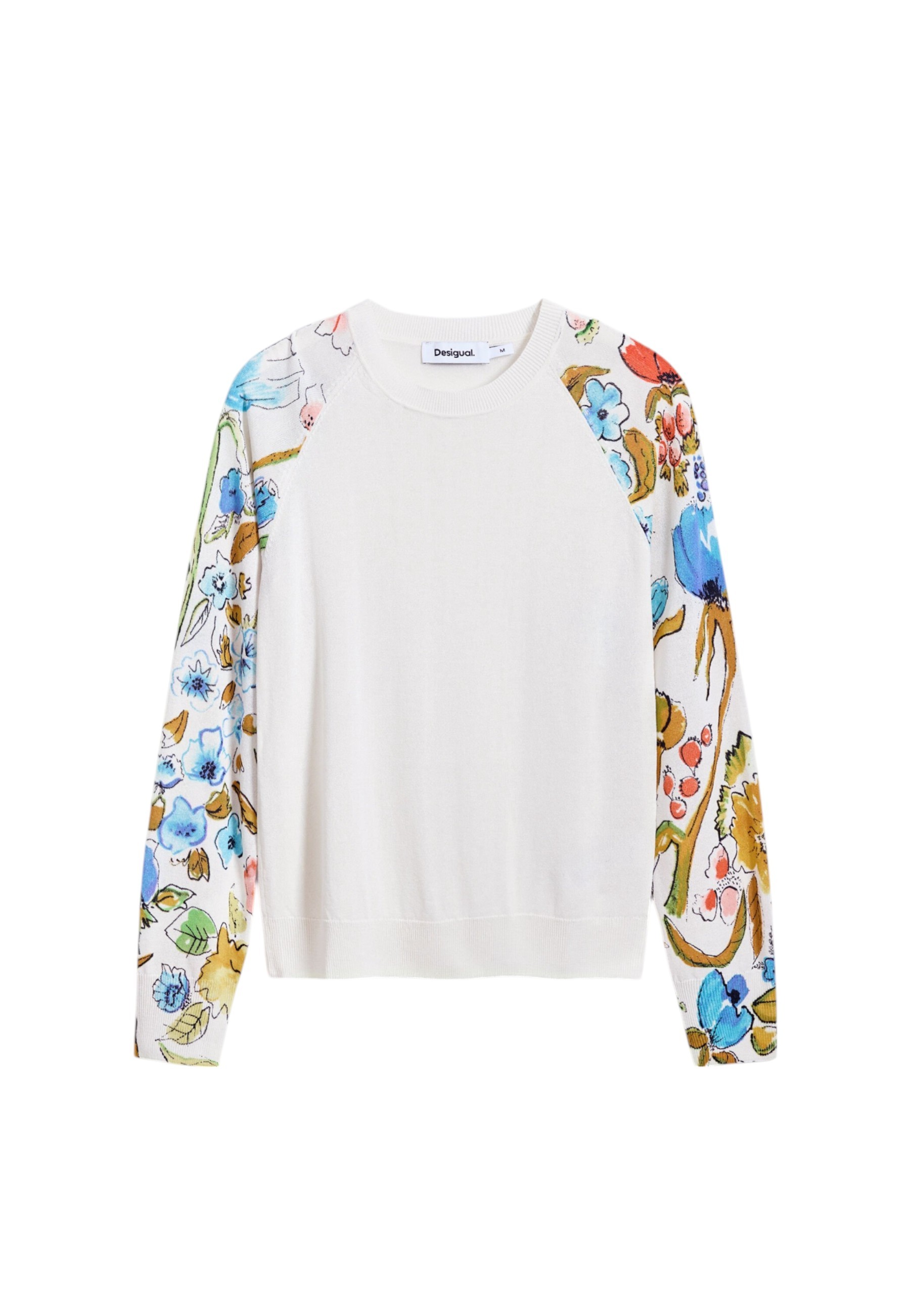 Дамски пуловер Desigual с флорални ръкави