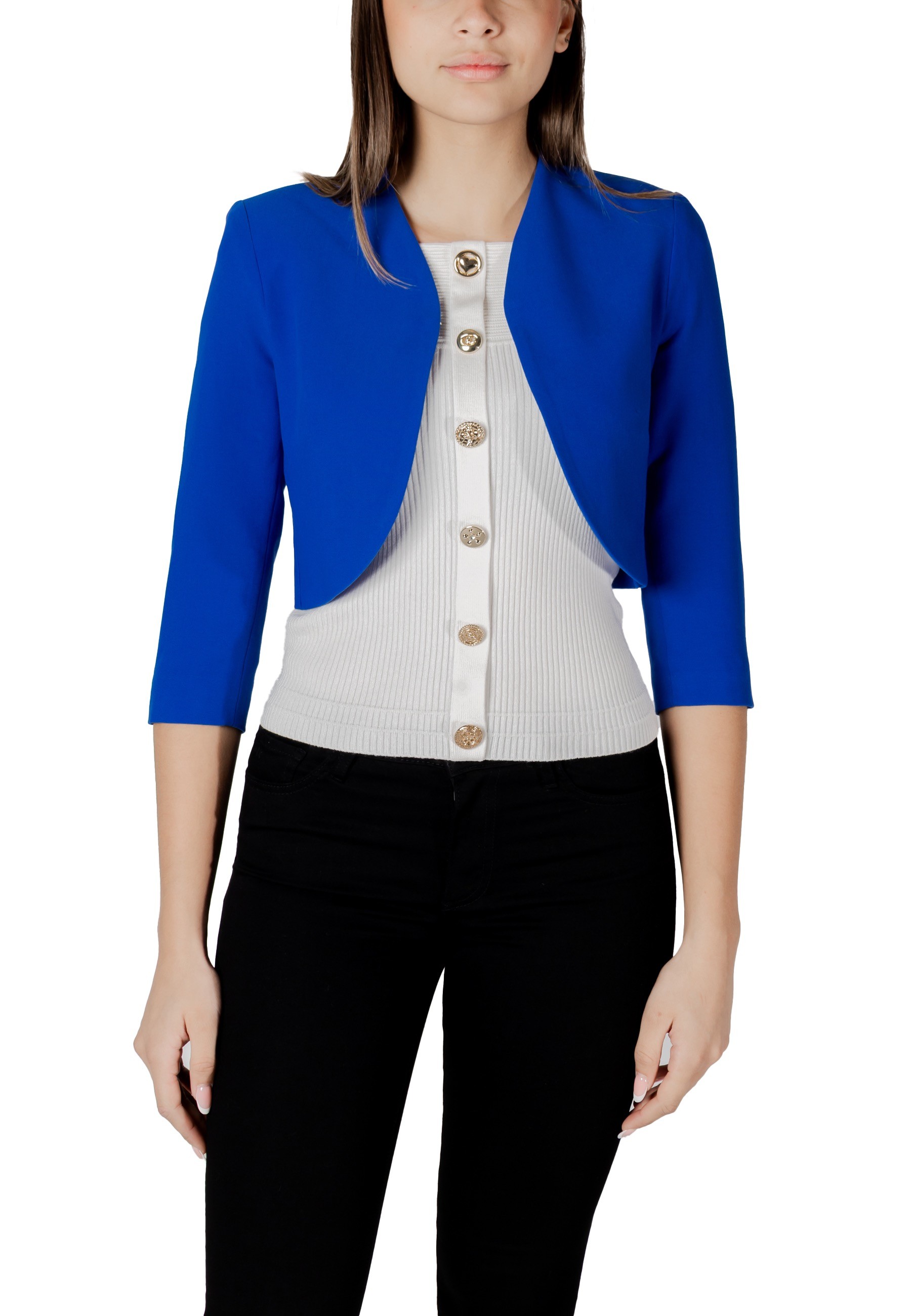 Modrá dámska bolerová bunda