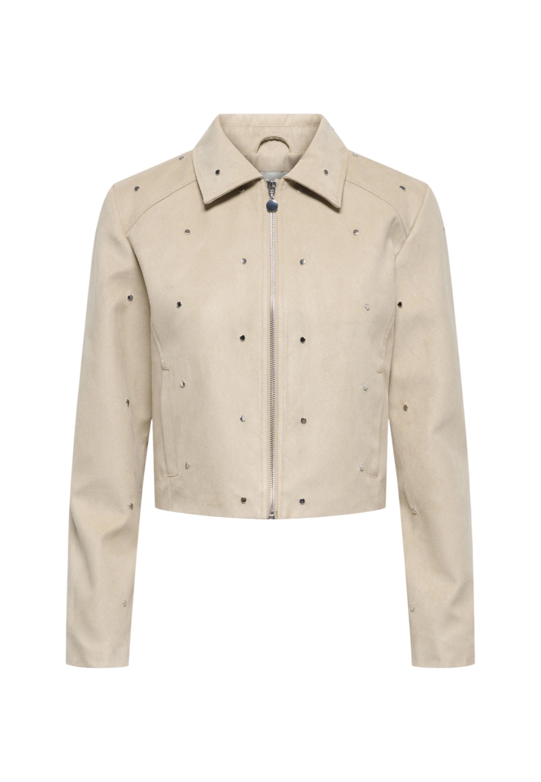 Krátká béžová bunda s ozdobami