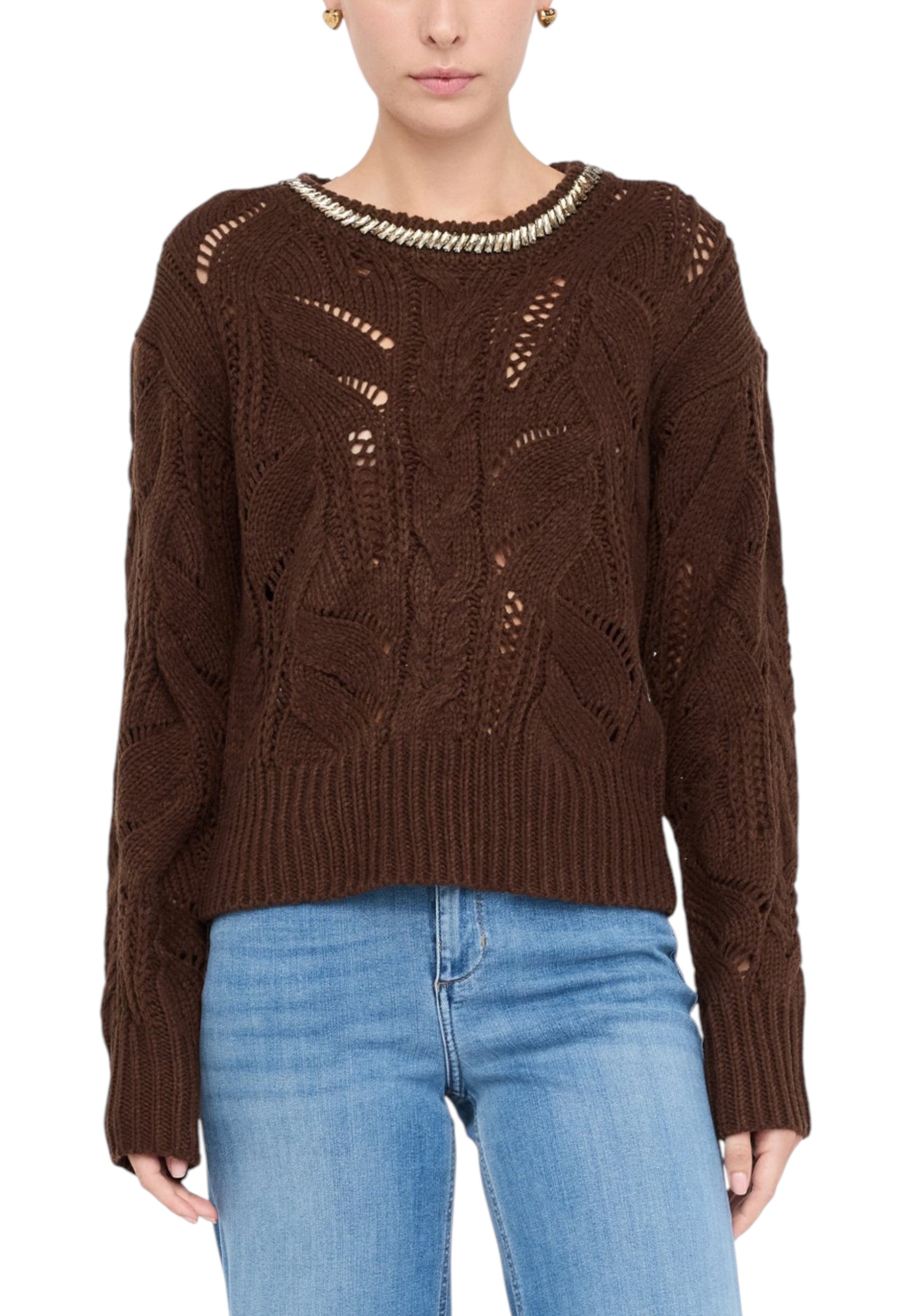 Кафяв шарен пуловер Liu Jo