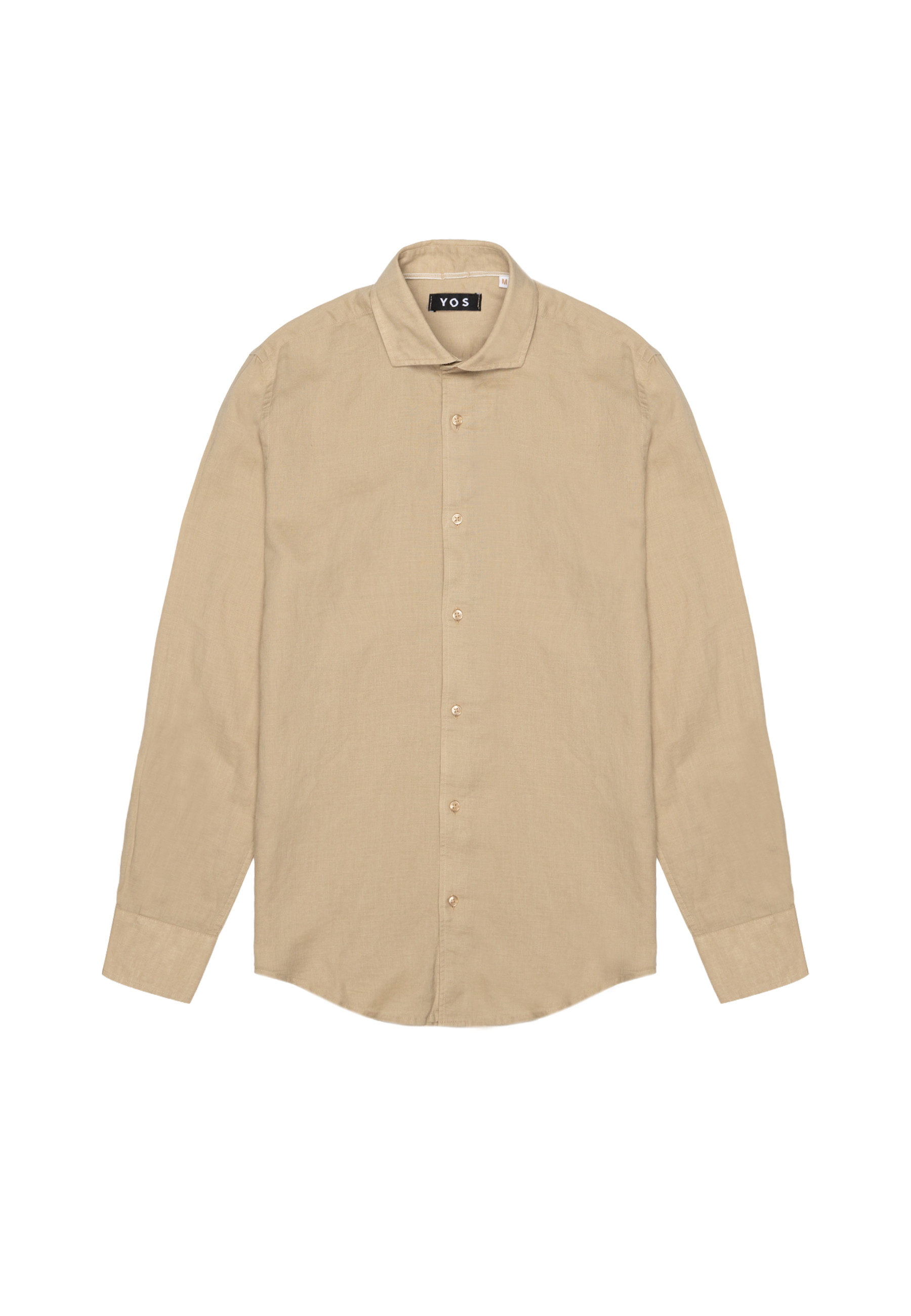 Мъжка бежова риза от памук и лен