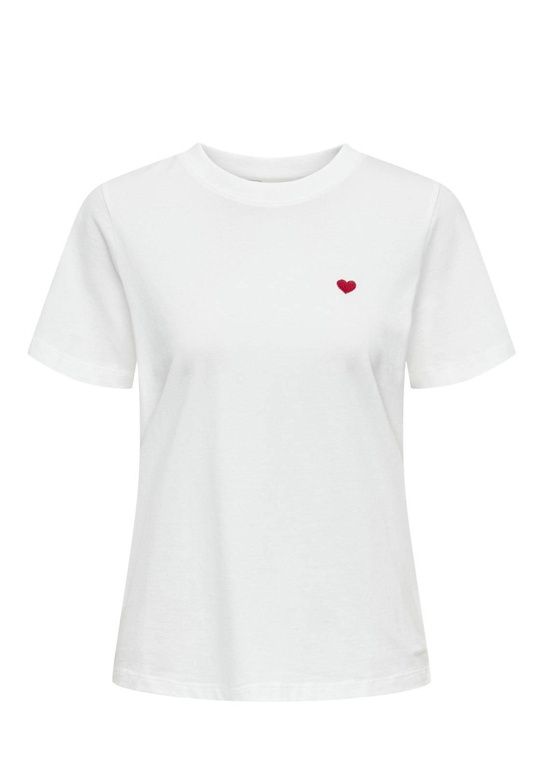 Biele tričko s červeným srdiečkom
