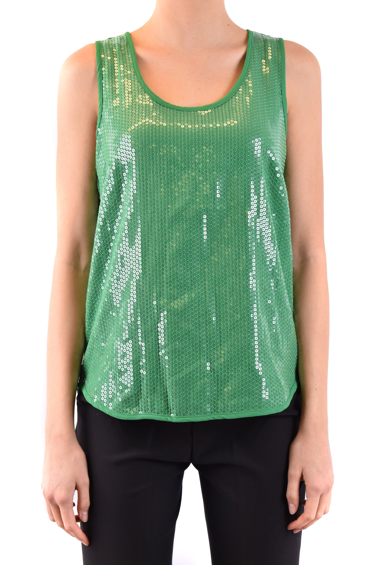 Zelený flitrovaný top bez rukávů