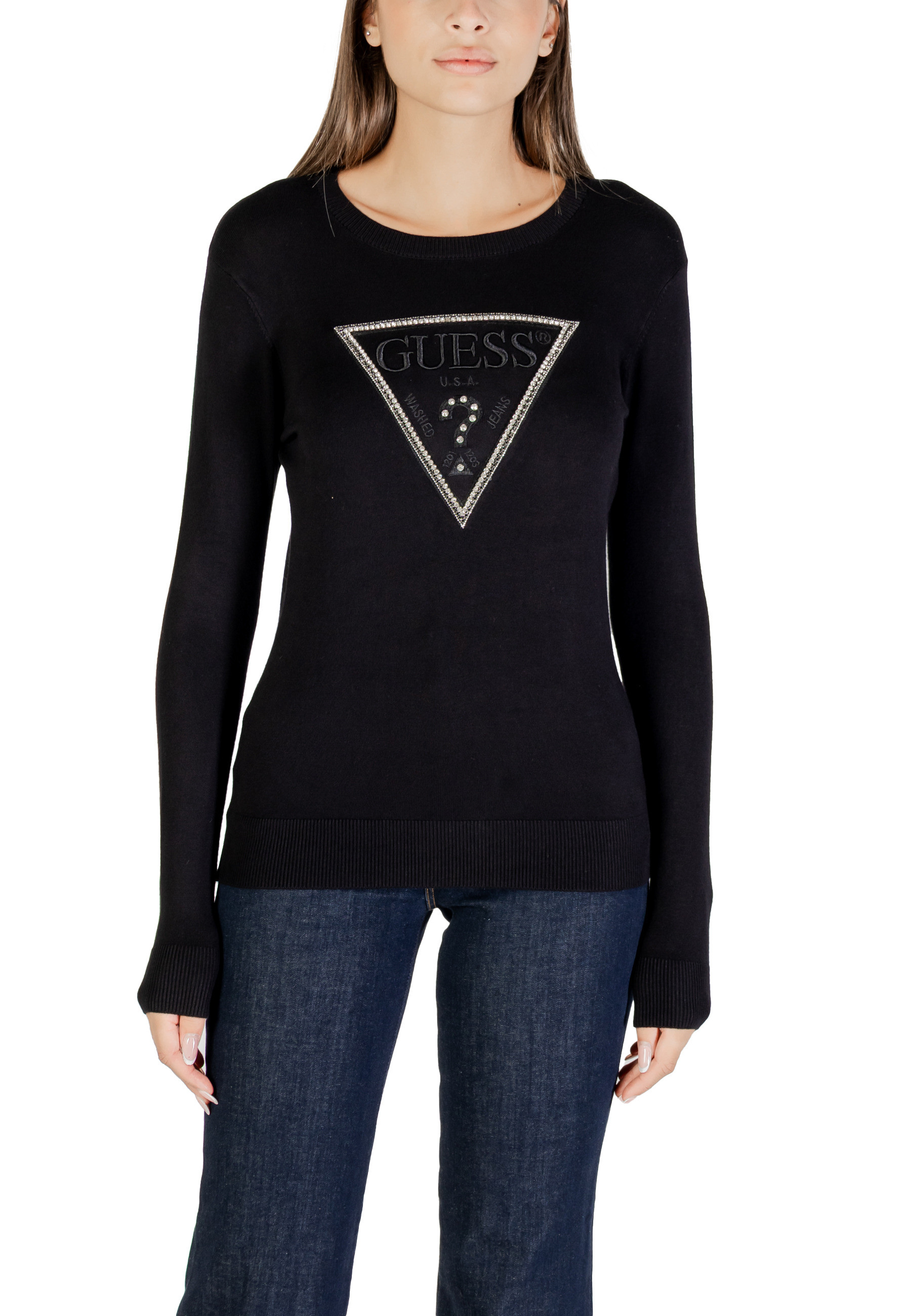Черен пуловер Guess с лого