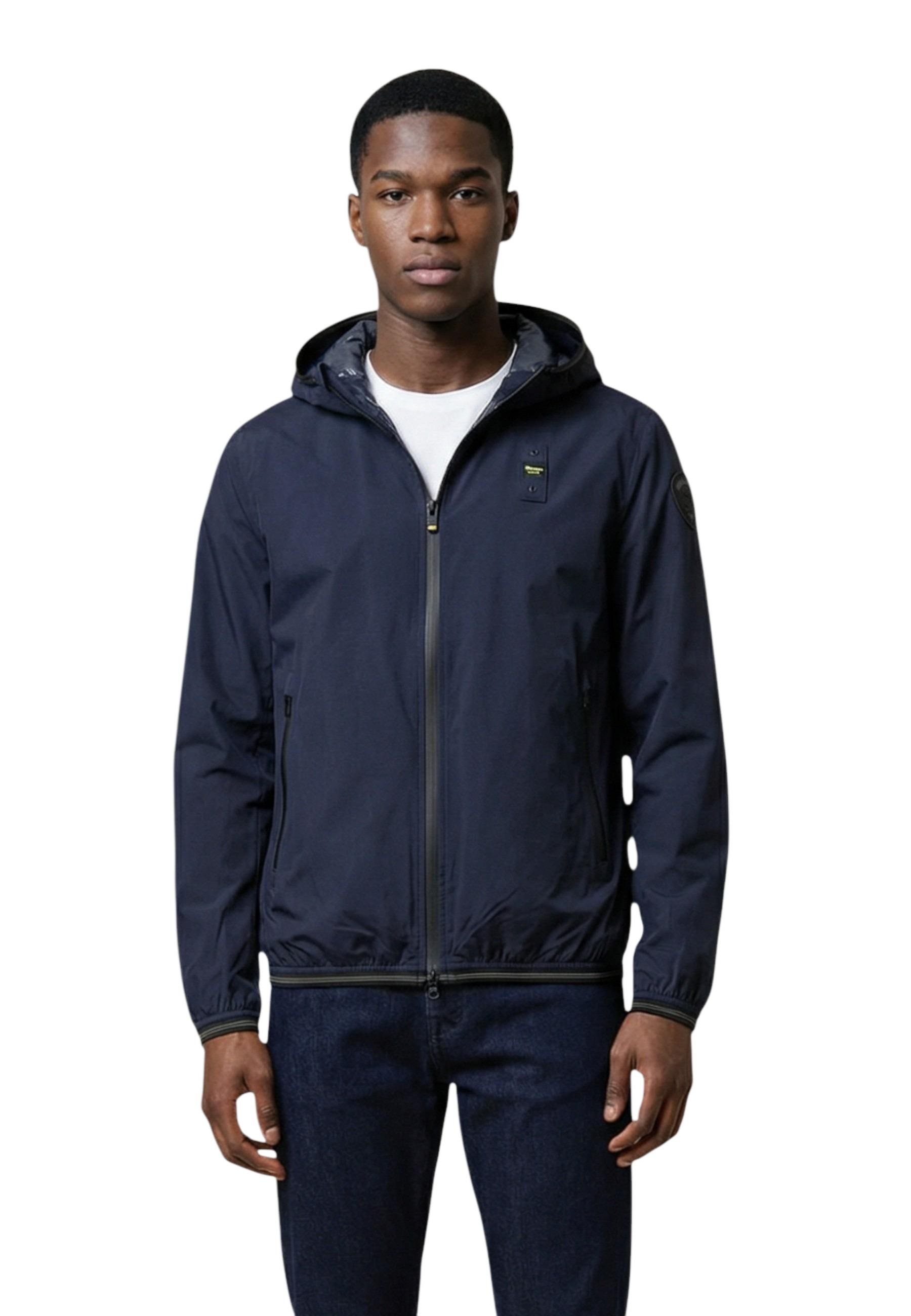 Blauer pánska bunda s kapucňou