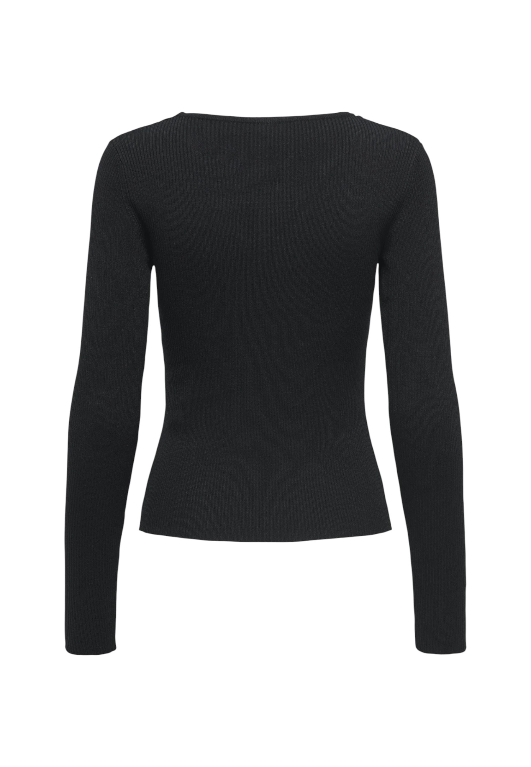 Черен пуловер с дълъг ръкав