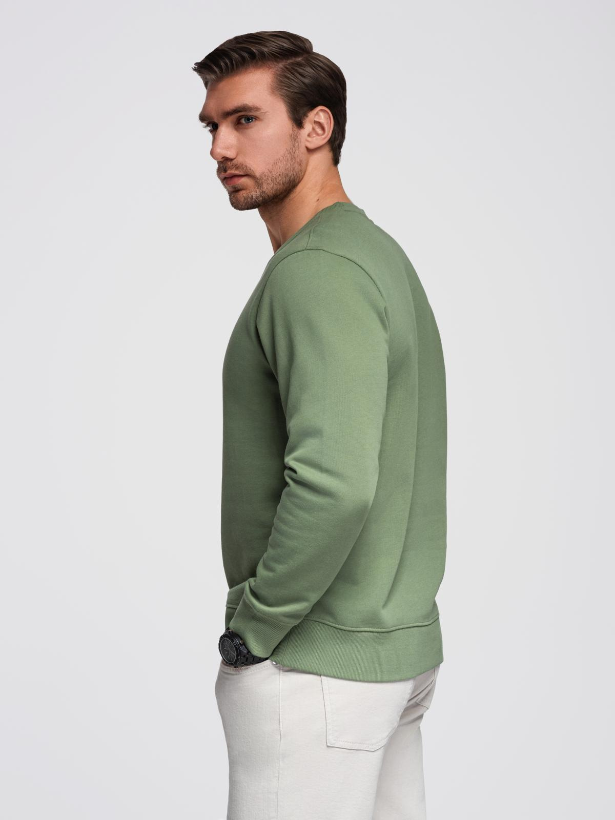 Ombre Men&#039;s BASIC sweatshirt with round neckline - green