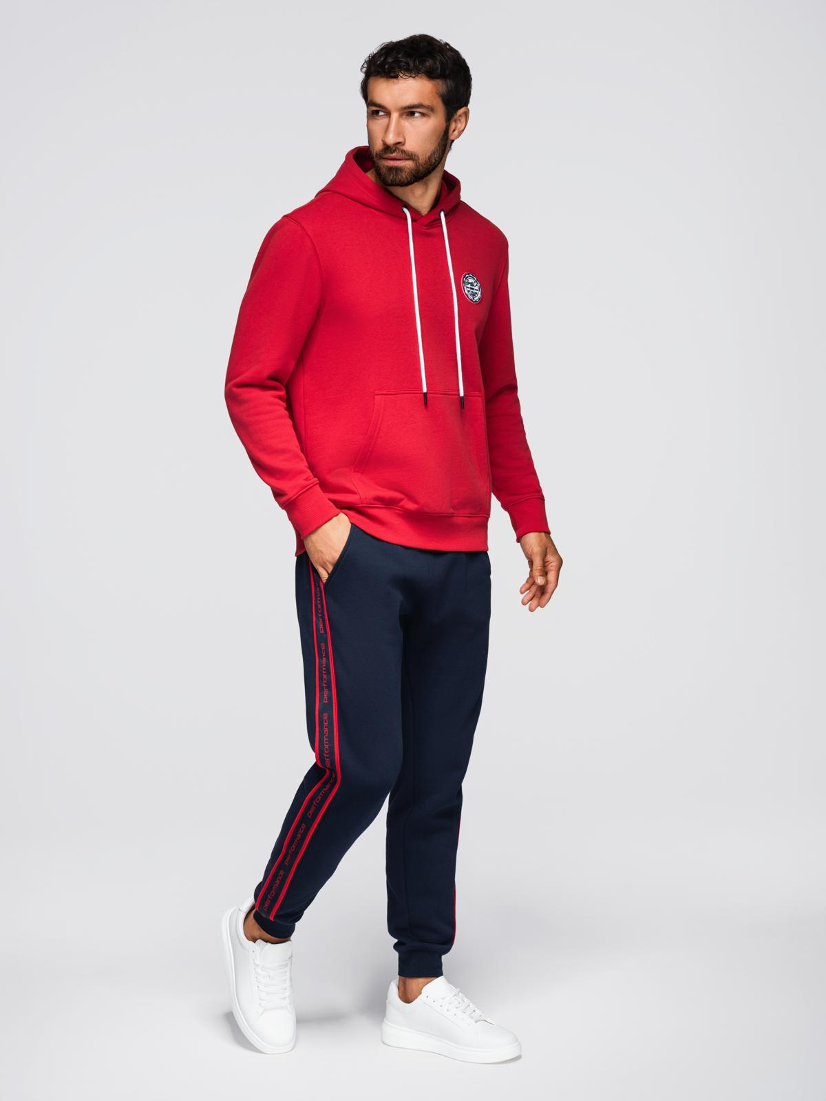 Ombre Men&#039;s sports jogger pants with stripes - navy blue