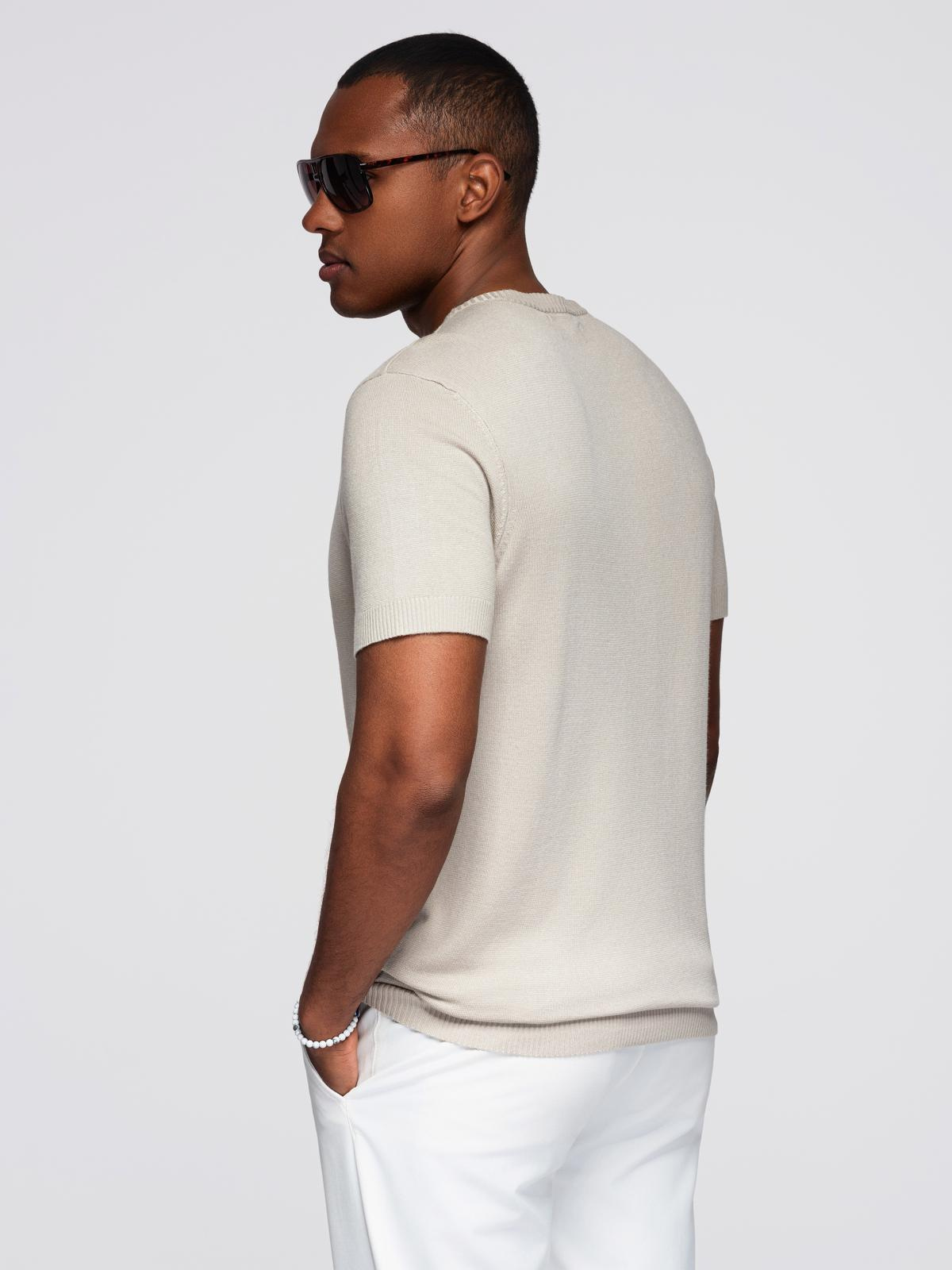 Ombre Classic knitted men's shirt with ribbed cuffs - light grey