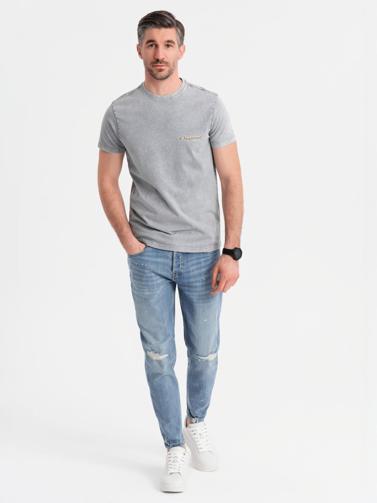 Ombre Cotton t-shirt printed on chest and back - gray