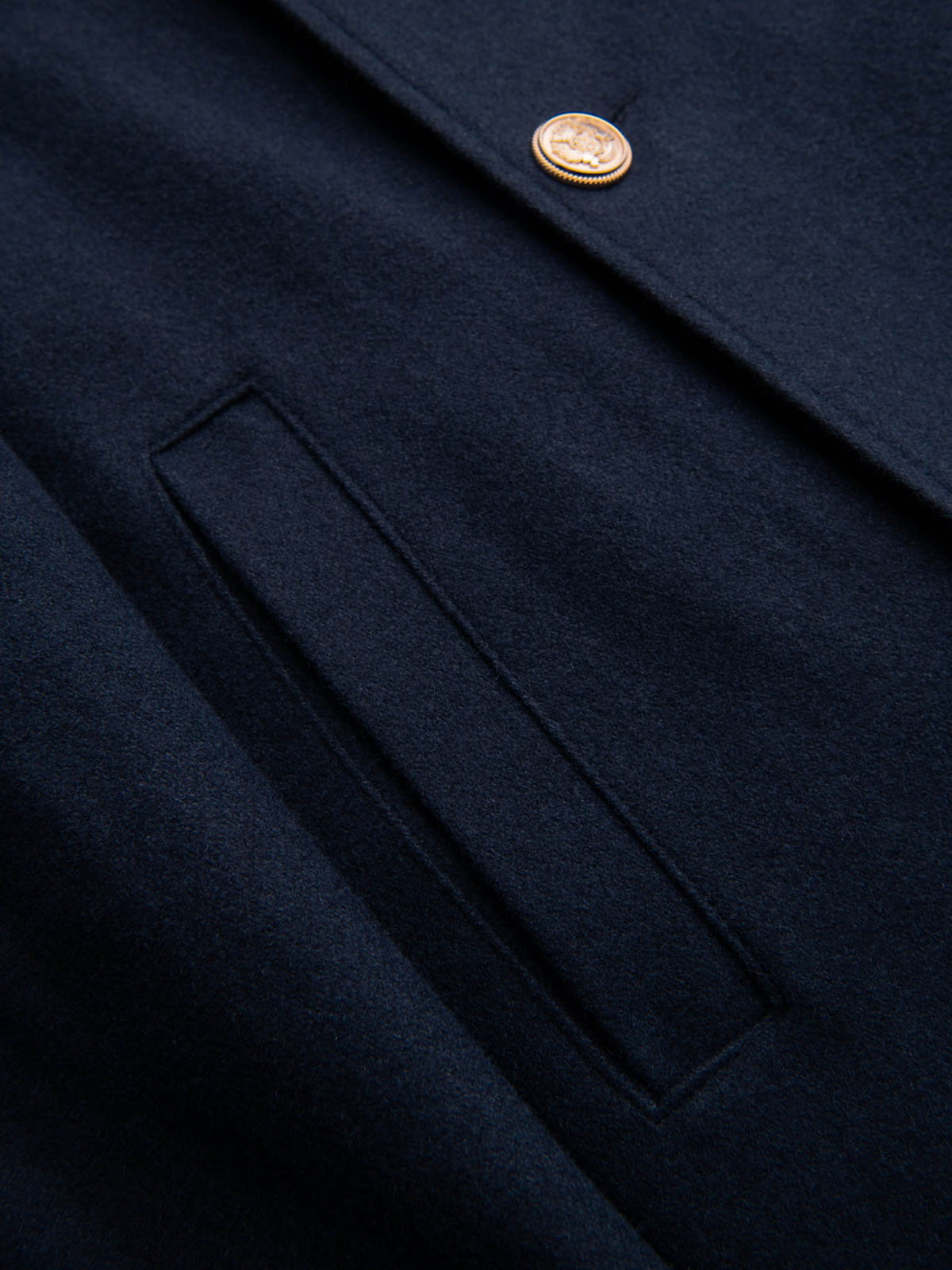 Ombre Men's double-breasted coat with wool and decorative shoulder applications -