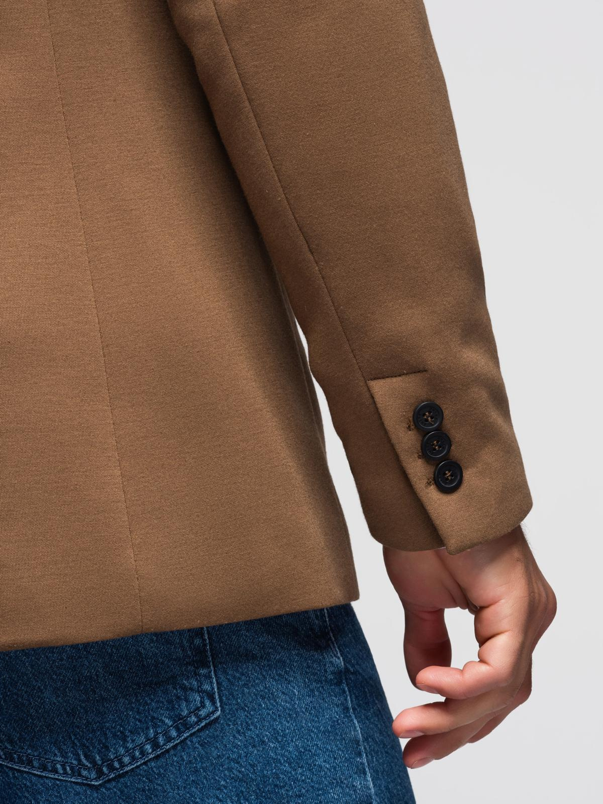 Ombre Men's knitted jacket with a fitted cut - light brown