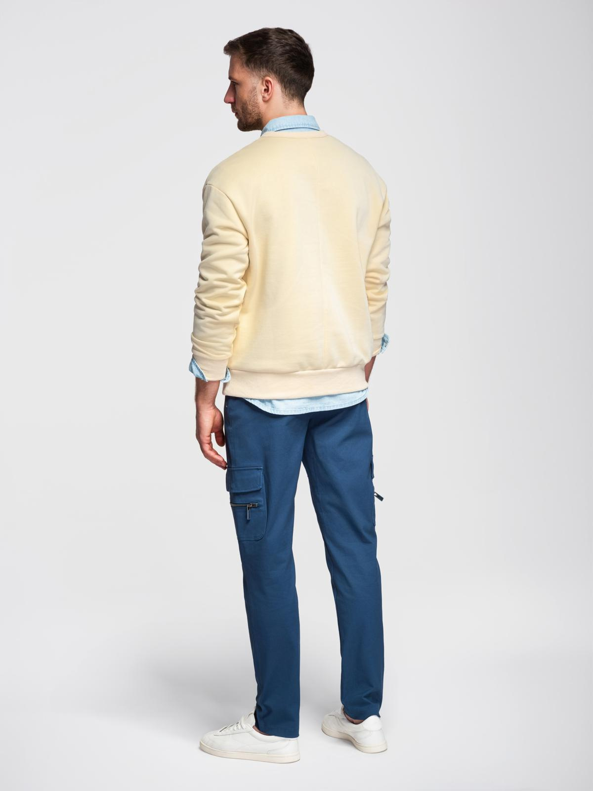 Ombre Men's STRAIGHT LEG cargo pants with zippered pockets - dark blue
