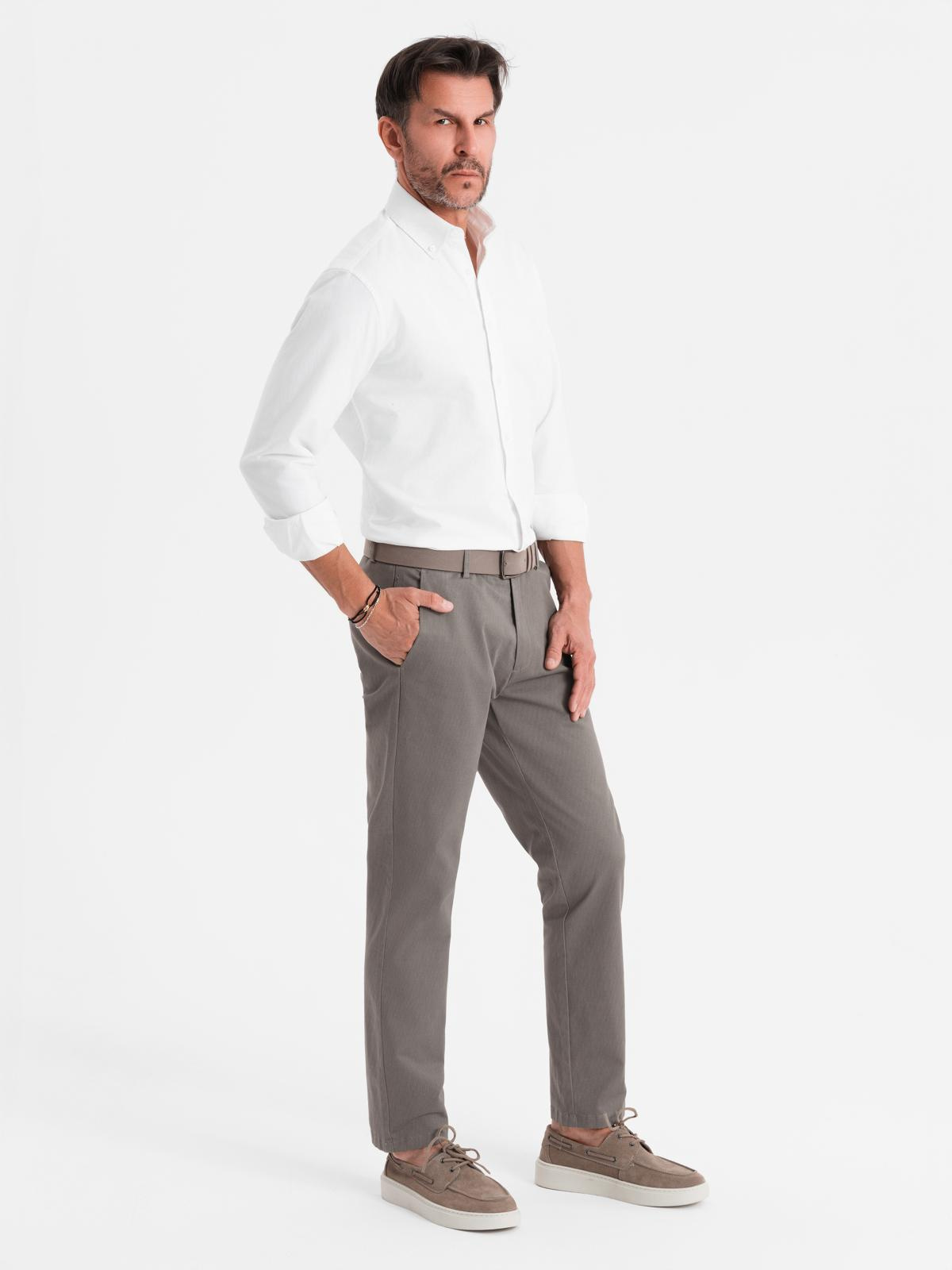 Ombre Men&#039;s REGULAR FIT chino pants with fine texture - gray