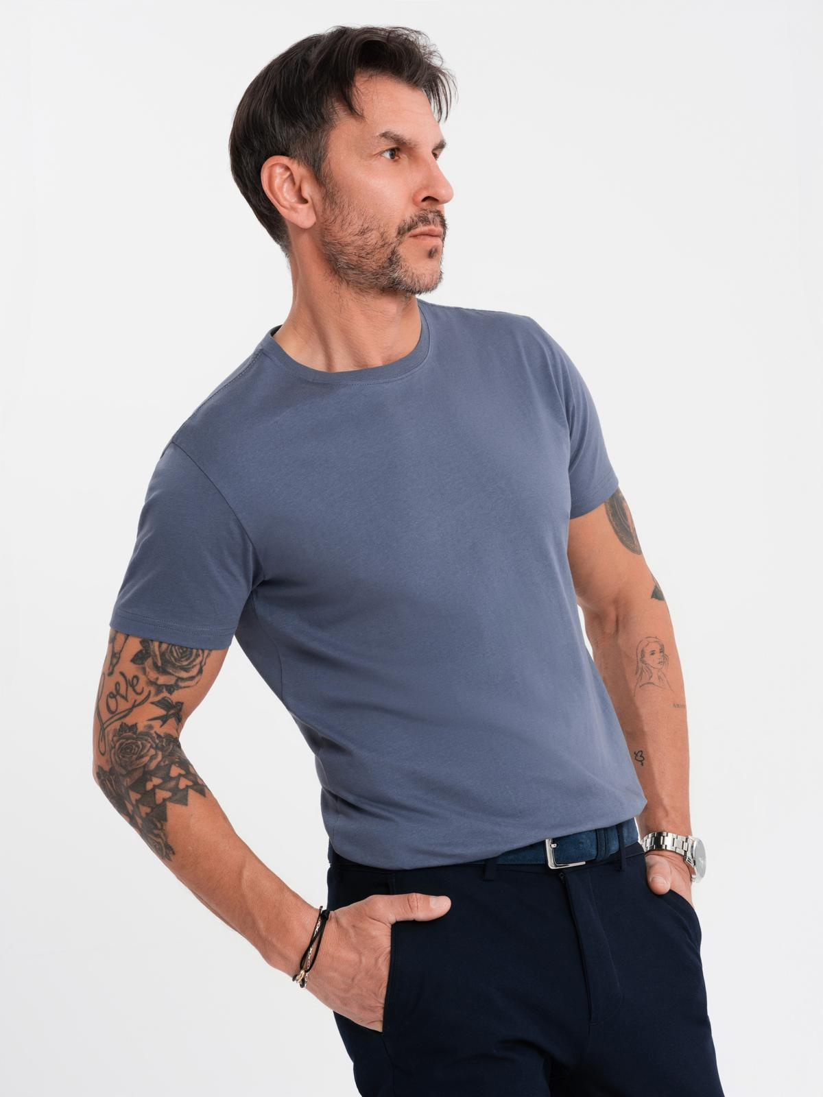 Ombre BASIC mens classic cotton T-shirt - blue denim