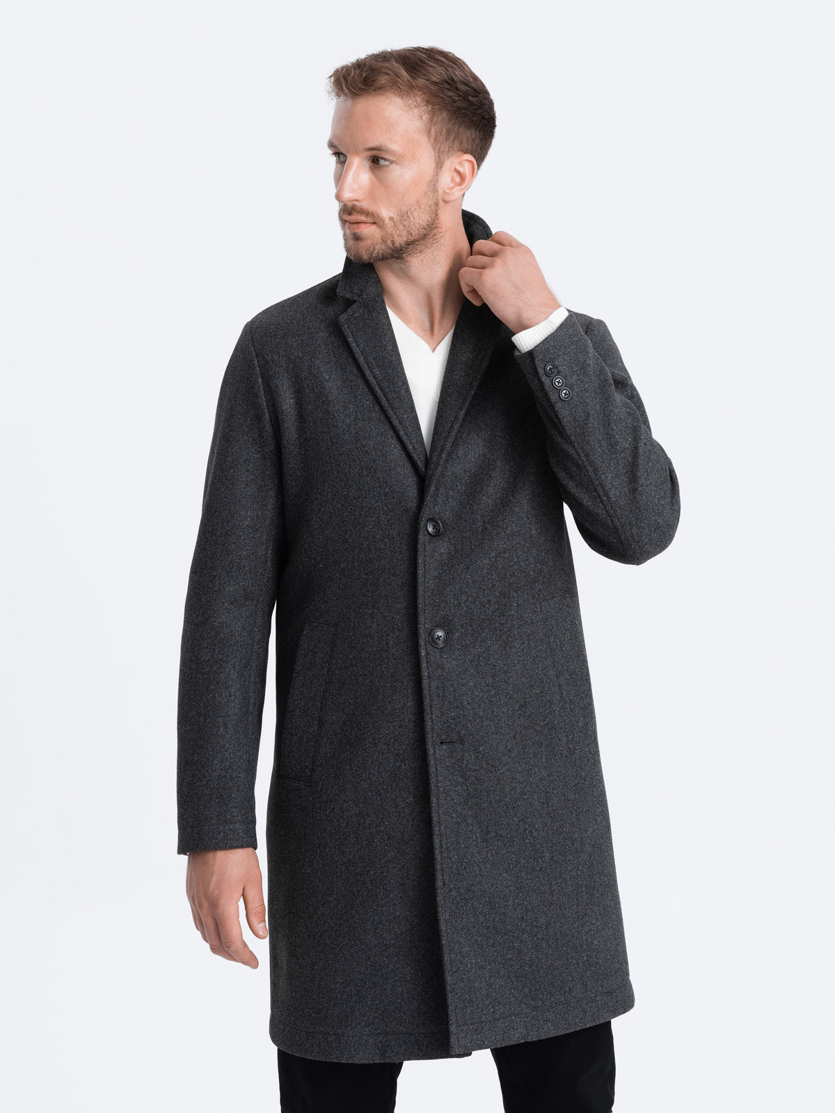 Ombre Men&#039;s lightweight single-breasted coat - graphite
