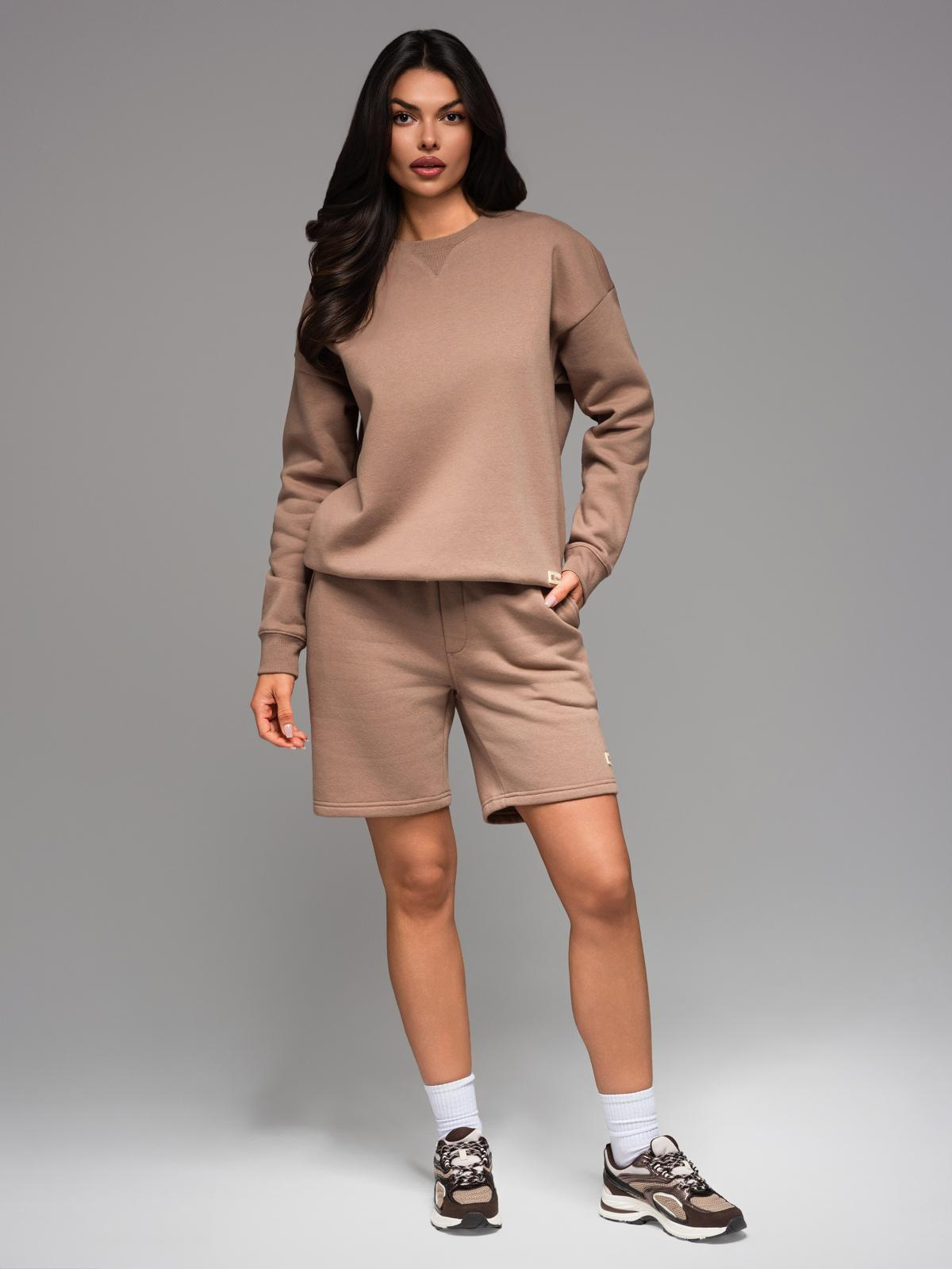 Ombre Unisex sweat shorts with drawstring waistband - brown