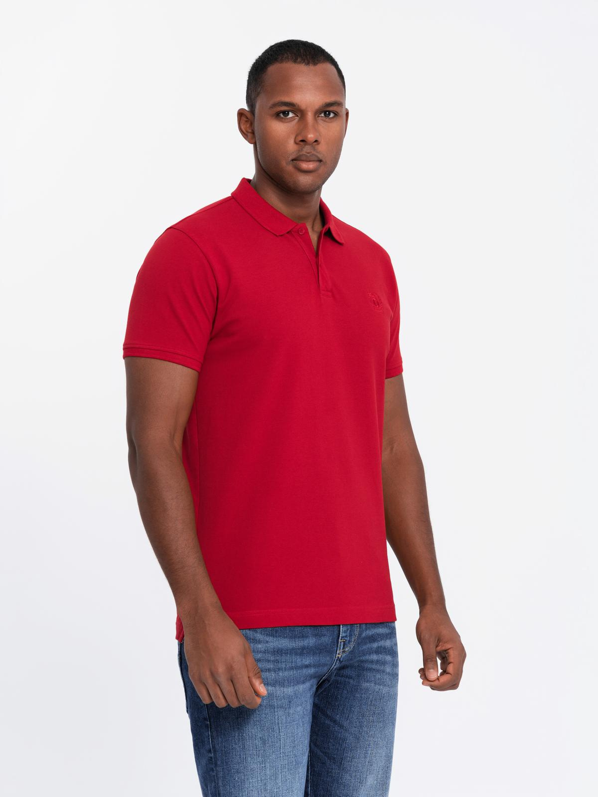 Ombre BASIC men's cotton polo t-shirt set - navy blue/white/red