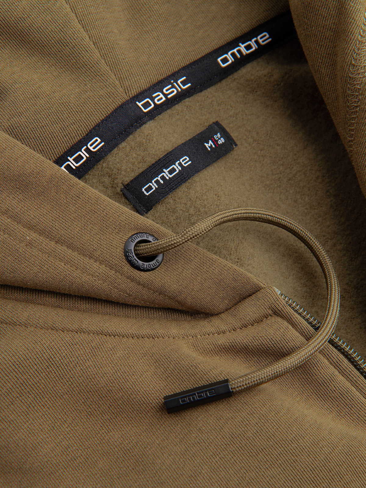 Ombre Men's unbuttoned BASIC sweatshirt - olive
