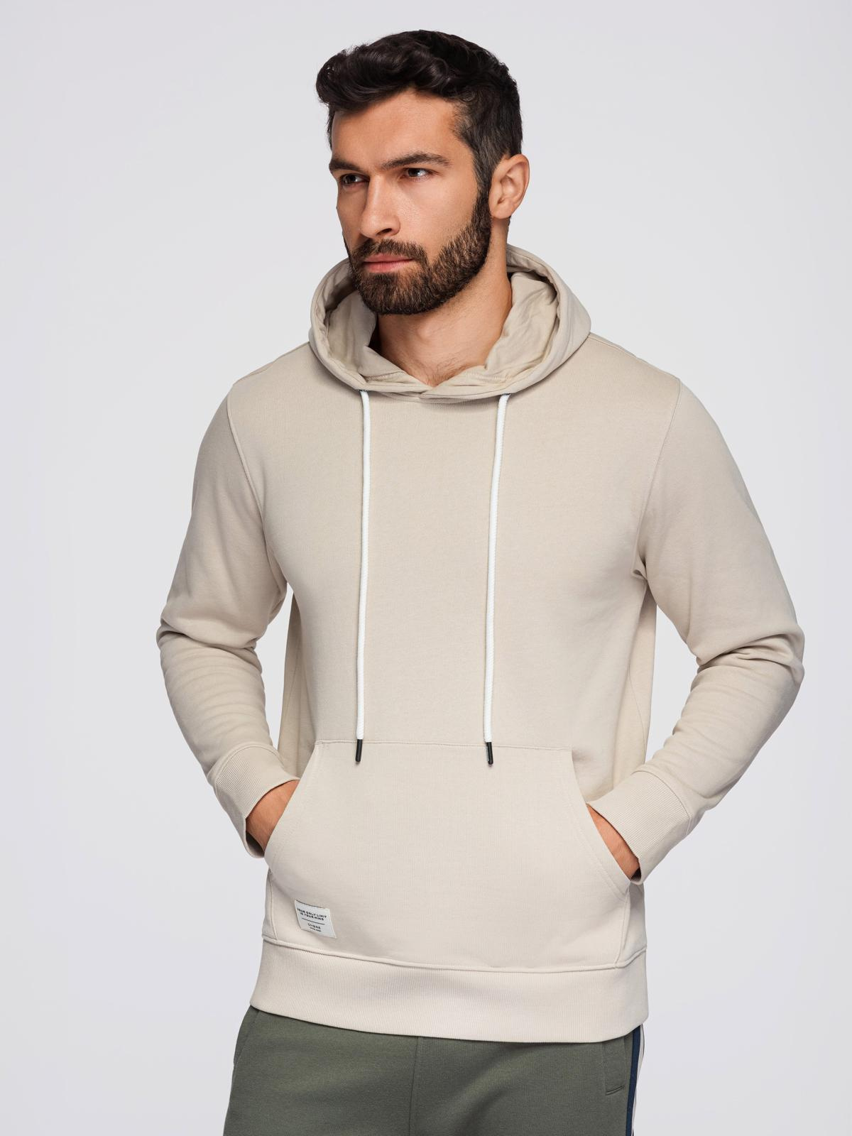 Ombre Men&#039;s kangaroo hooded sweatshirt - light beige
