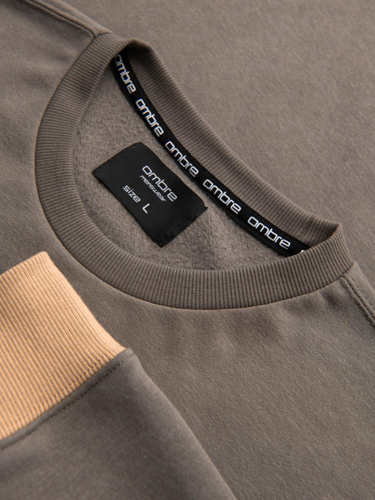 Ombre Men's OVERSIZE sweatshirt with contrasting color combination - khaki