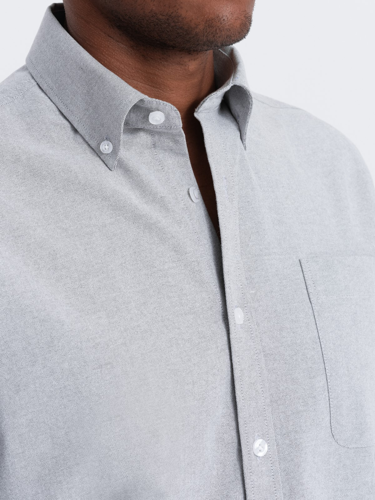 Ombre Men&#039;s cotton oxford shirt with REGULAR pocket - grey