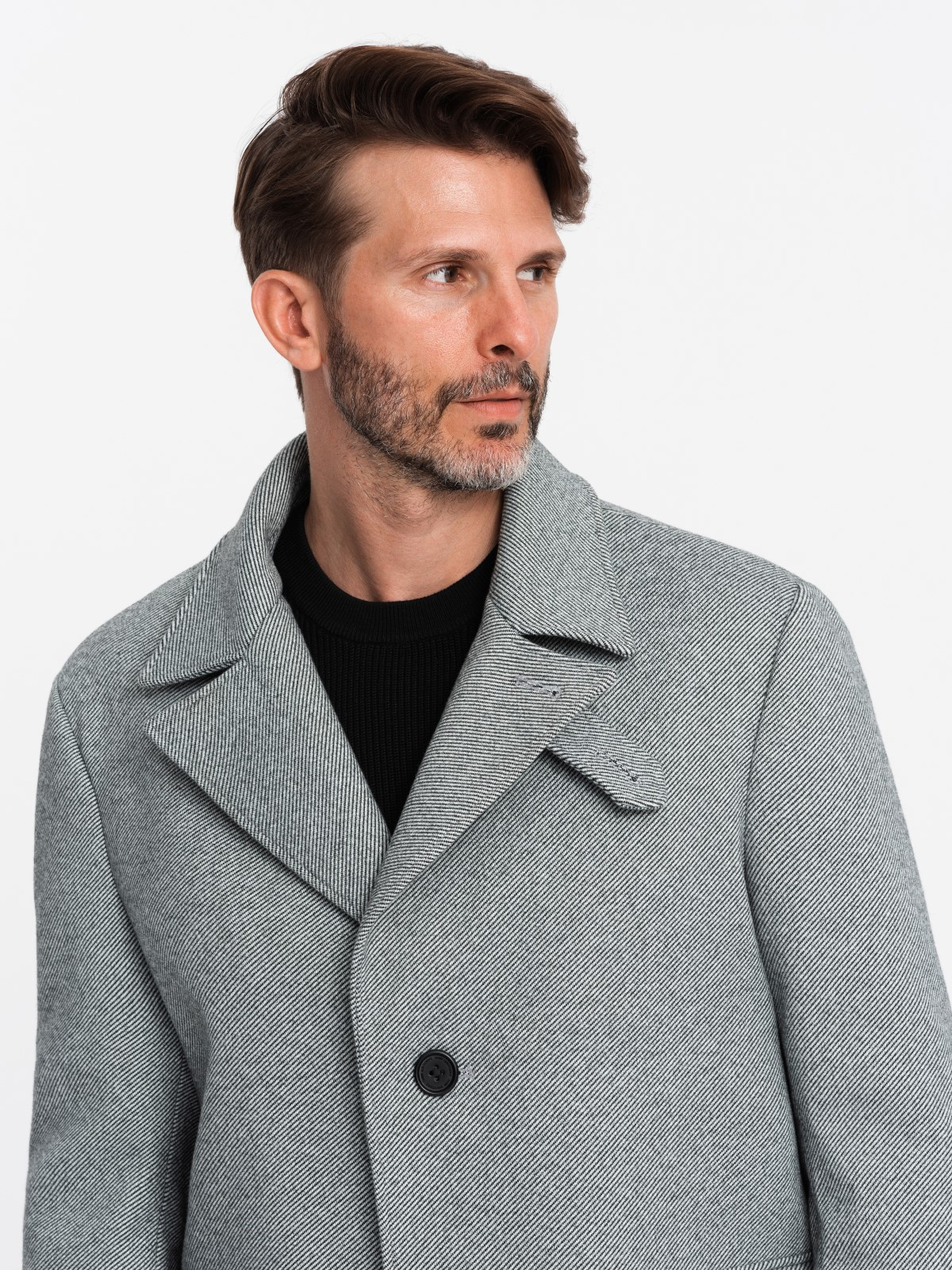 Ombre Patterned single-breasted men&#039;s coat with pockets - grey