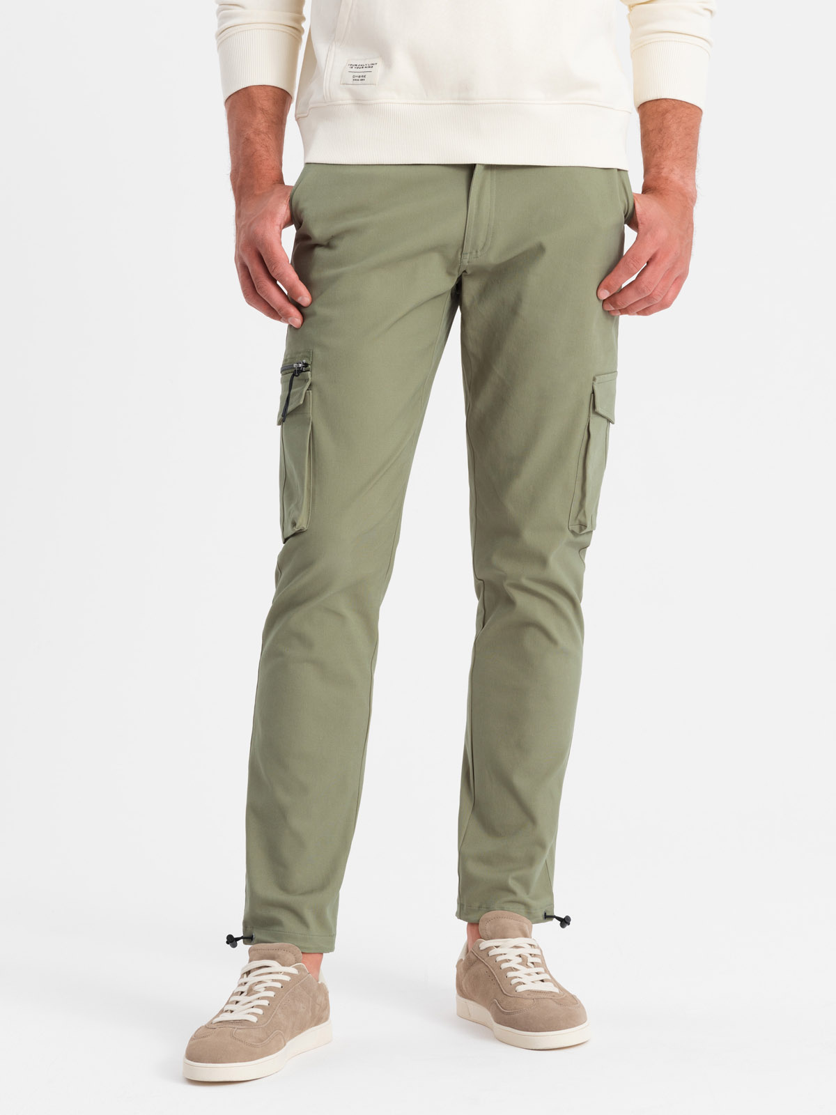 Ombre Men's STRAIGHT LEG Cargo Pants With Triangle Pocket Pin - Olive