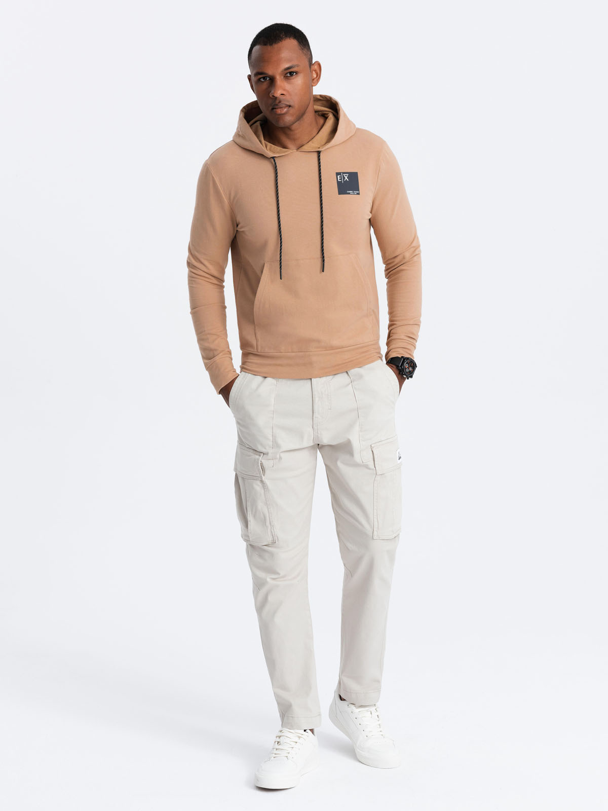 Ombre Men&#039;s logo kangaroo hoodie - brown