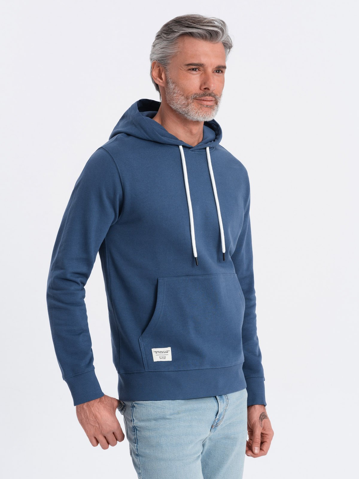 Ombre Men's Kangaroo Sweatshirt With Hood - Navy Blue