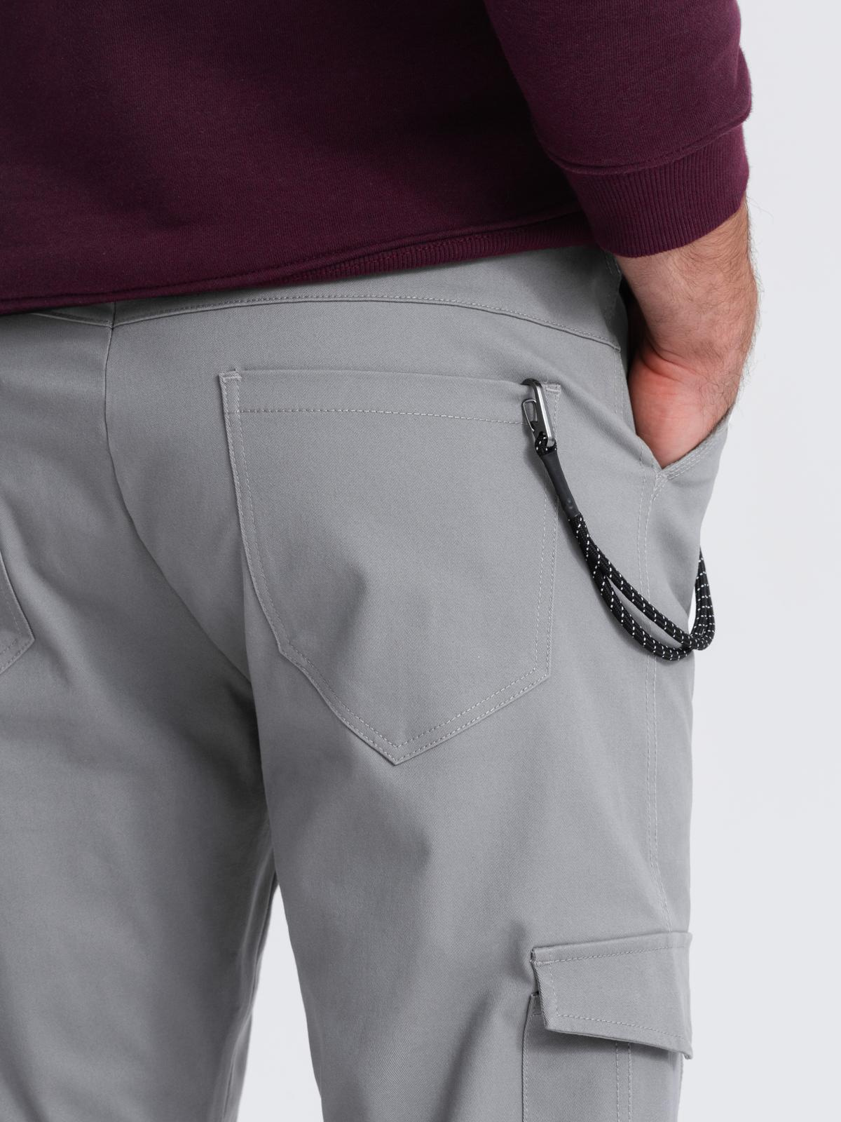 Ombre Men&#039;s pants with cargo pockets and leg hem - grey