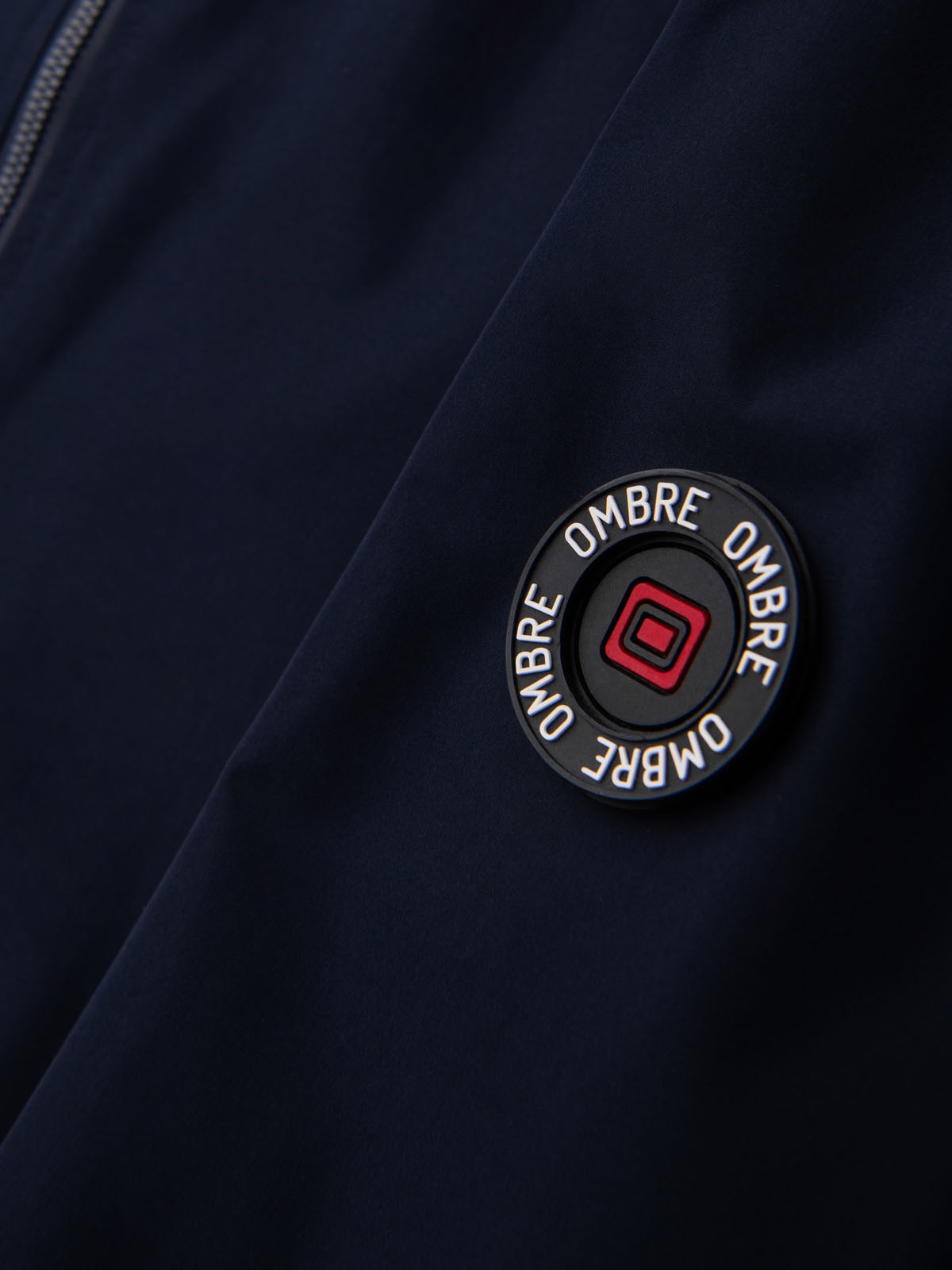 Ombre Men&#039;s jacket with hood and high collar - navy blue