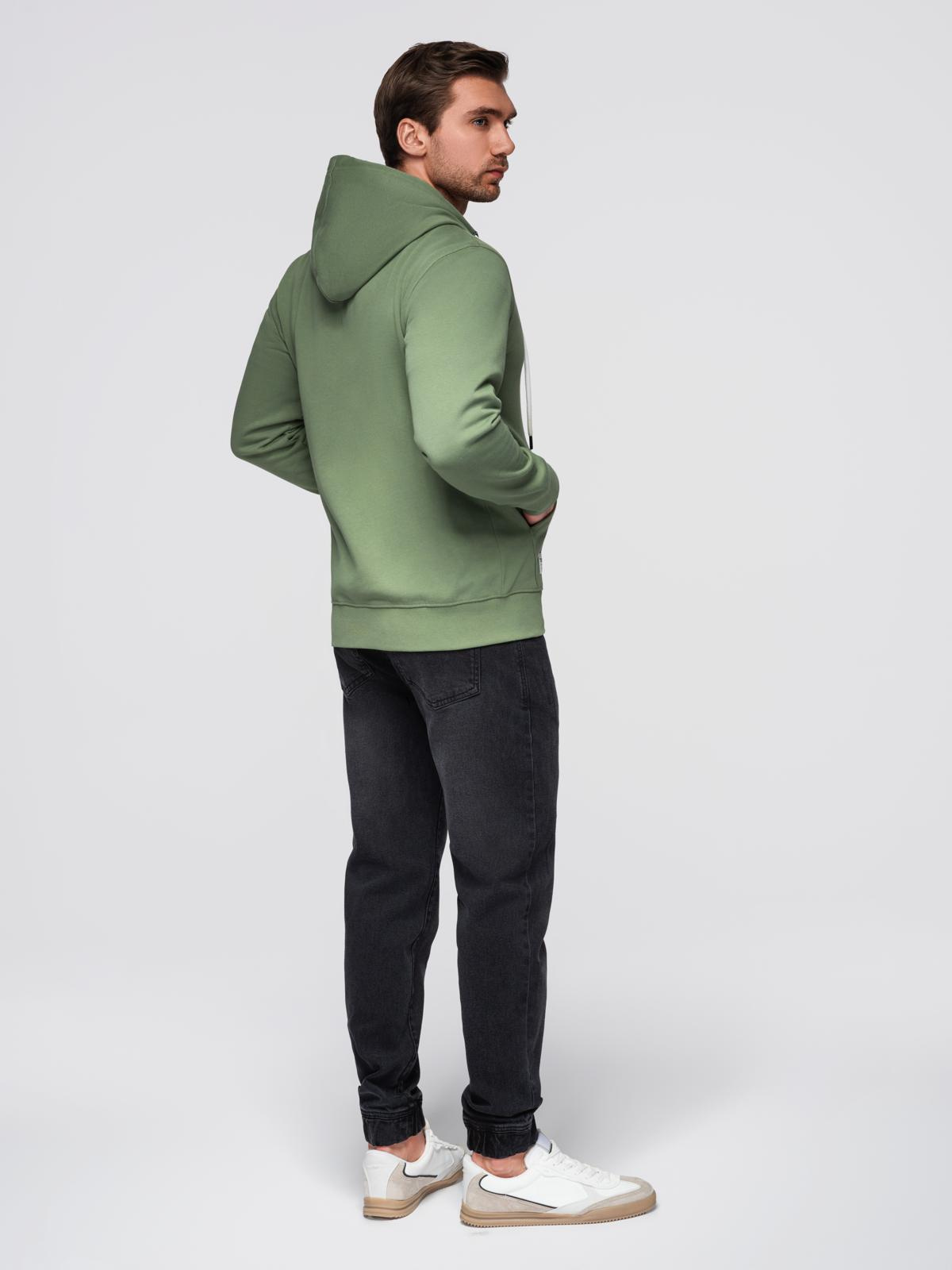 Ombre BASIC men&#039;s unbuttoned hooded sweatshirt - green