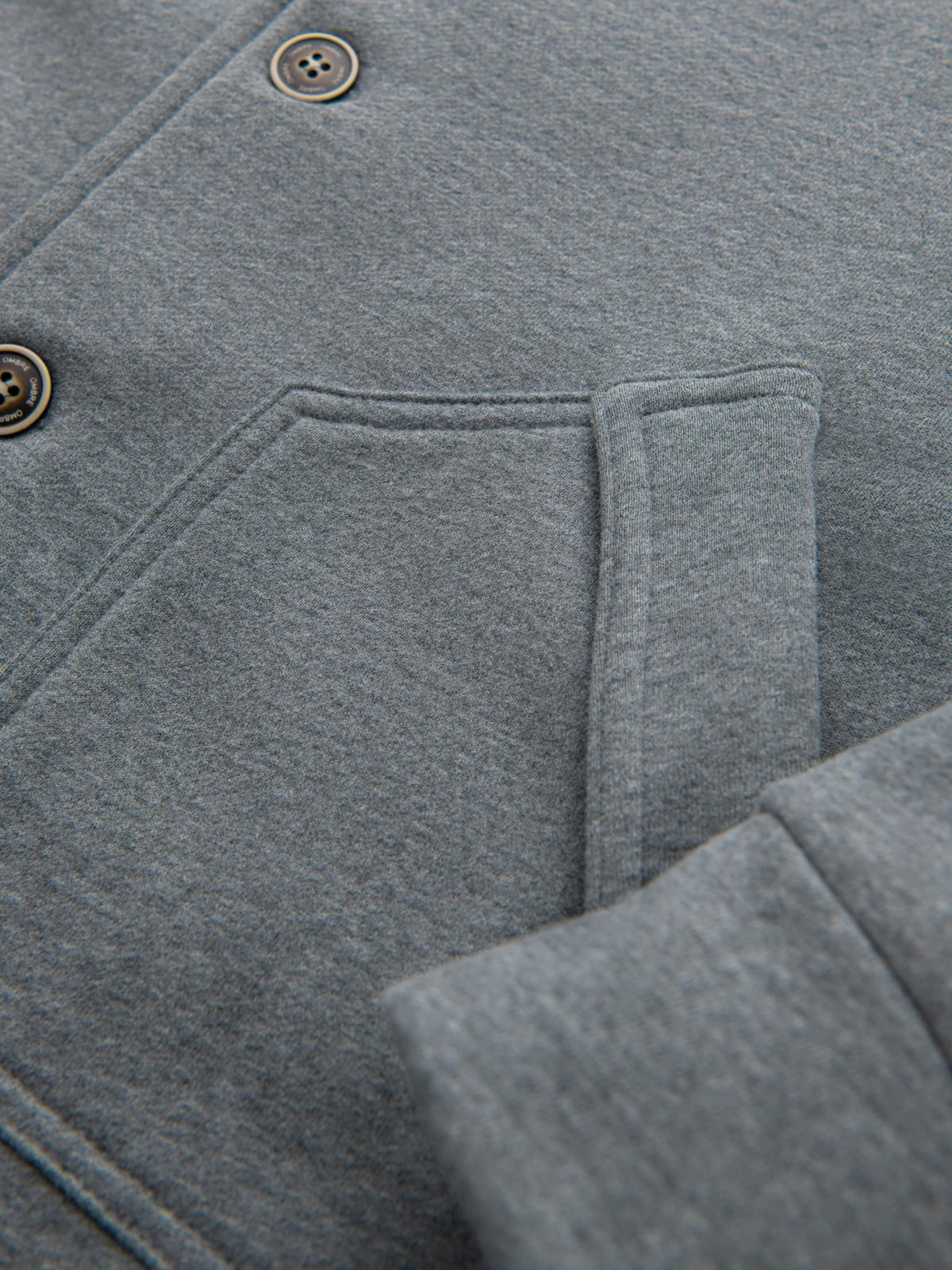 Ombre Men's button-down sweatshirt with stand-up collar - grey melange