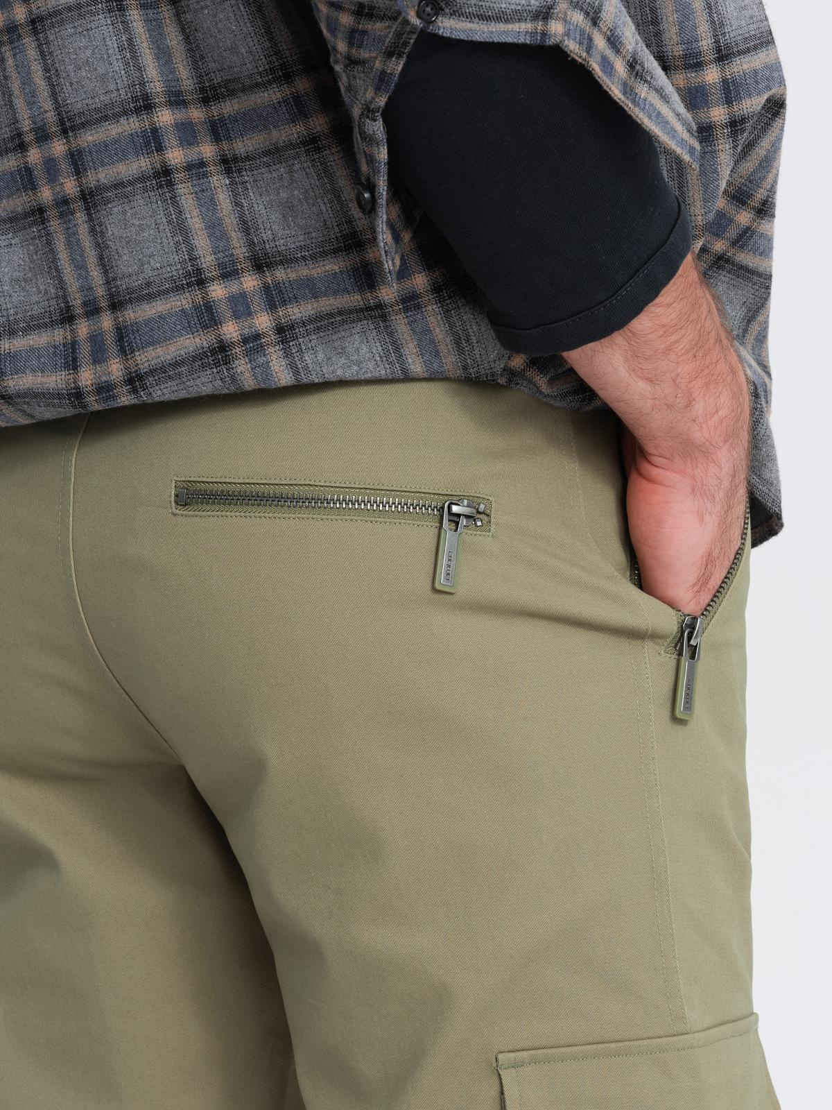 Ombre Men&#039;s STRAIGHT LEG cargo pants with zippered pockets - olive