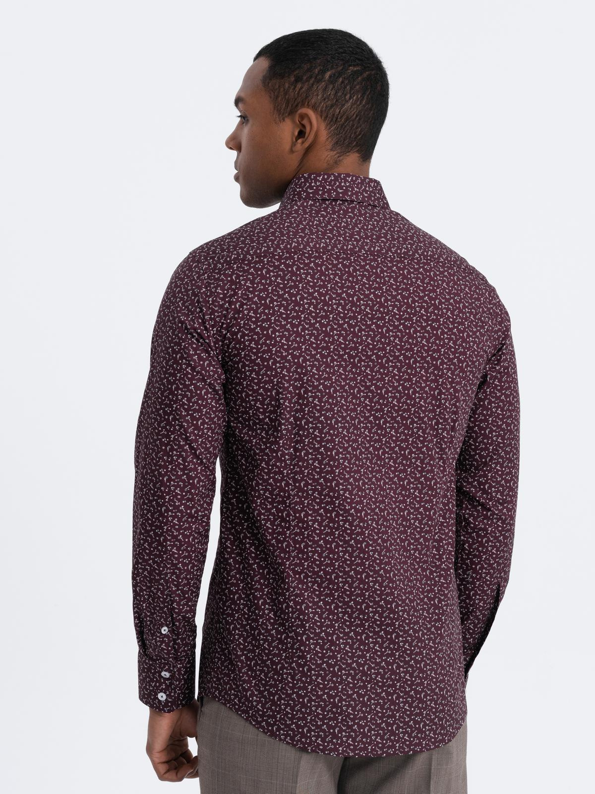 Ombre Men&#039;s cotton patterned SLIM FIT shirt - maroon