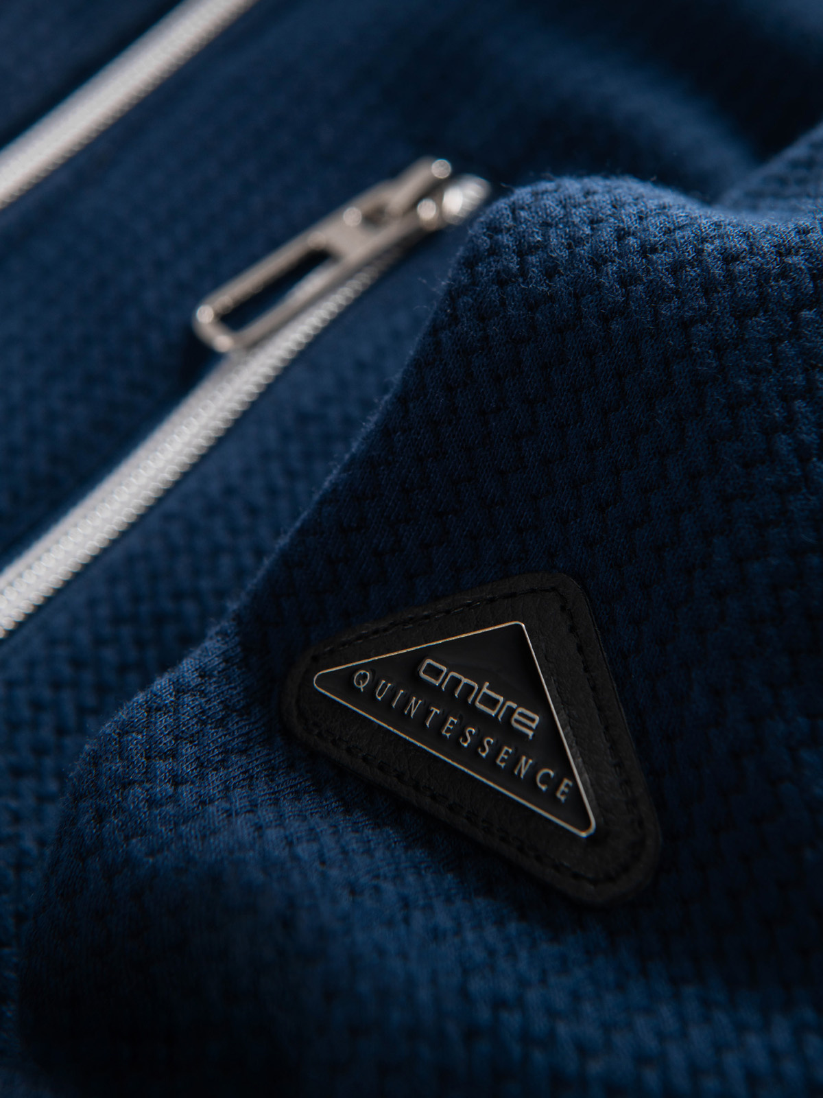 Ombre Structured men&#039;s biker jacket with stand-up collar - dark blue