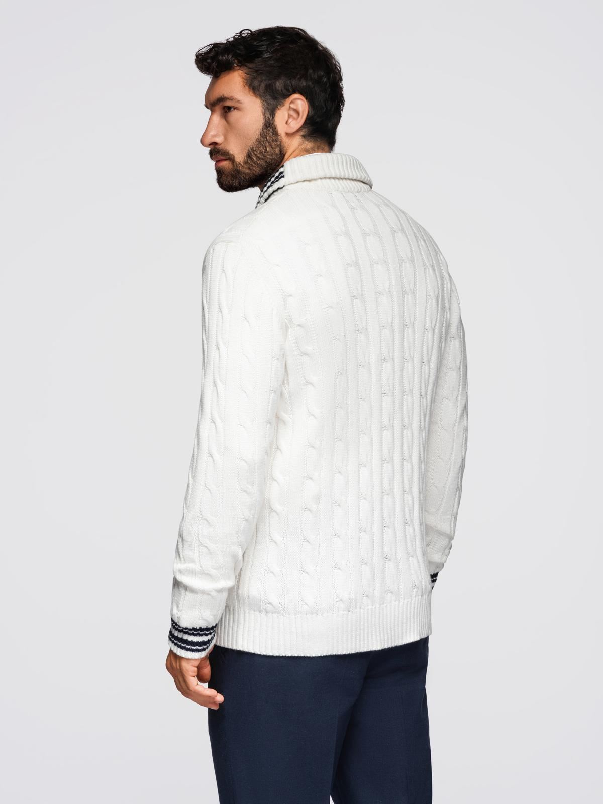 Ombre Men's cardigan sweater with shawl collar in preppy style - white
