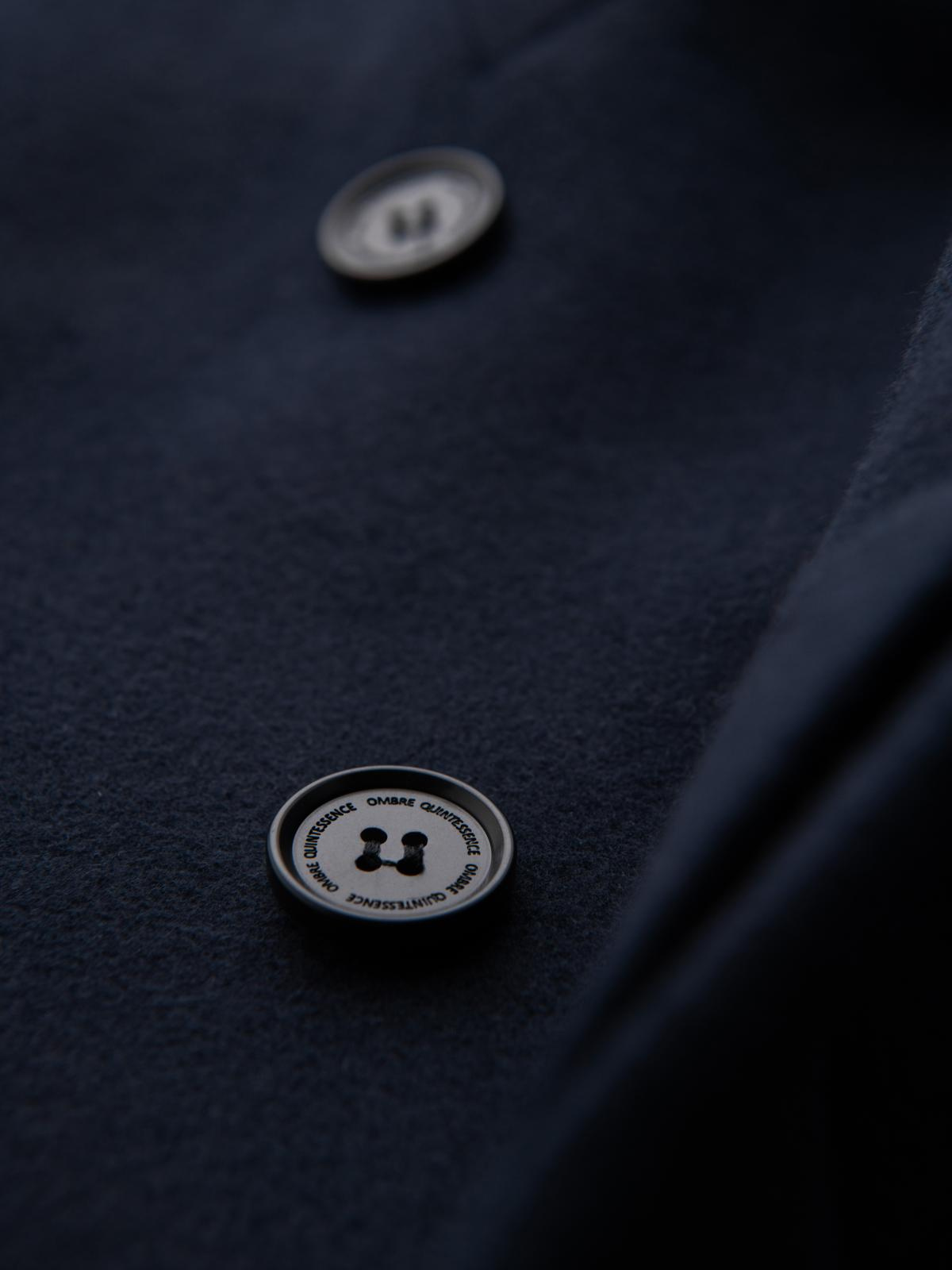 Ombre Men&#039;s coat with asymmetrical fastening and high collar - navy blue