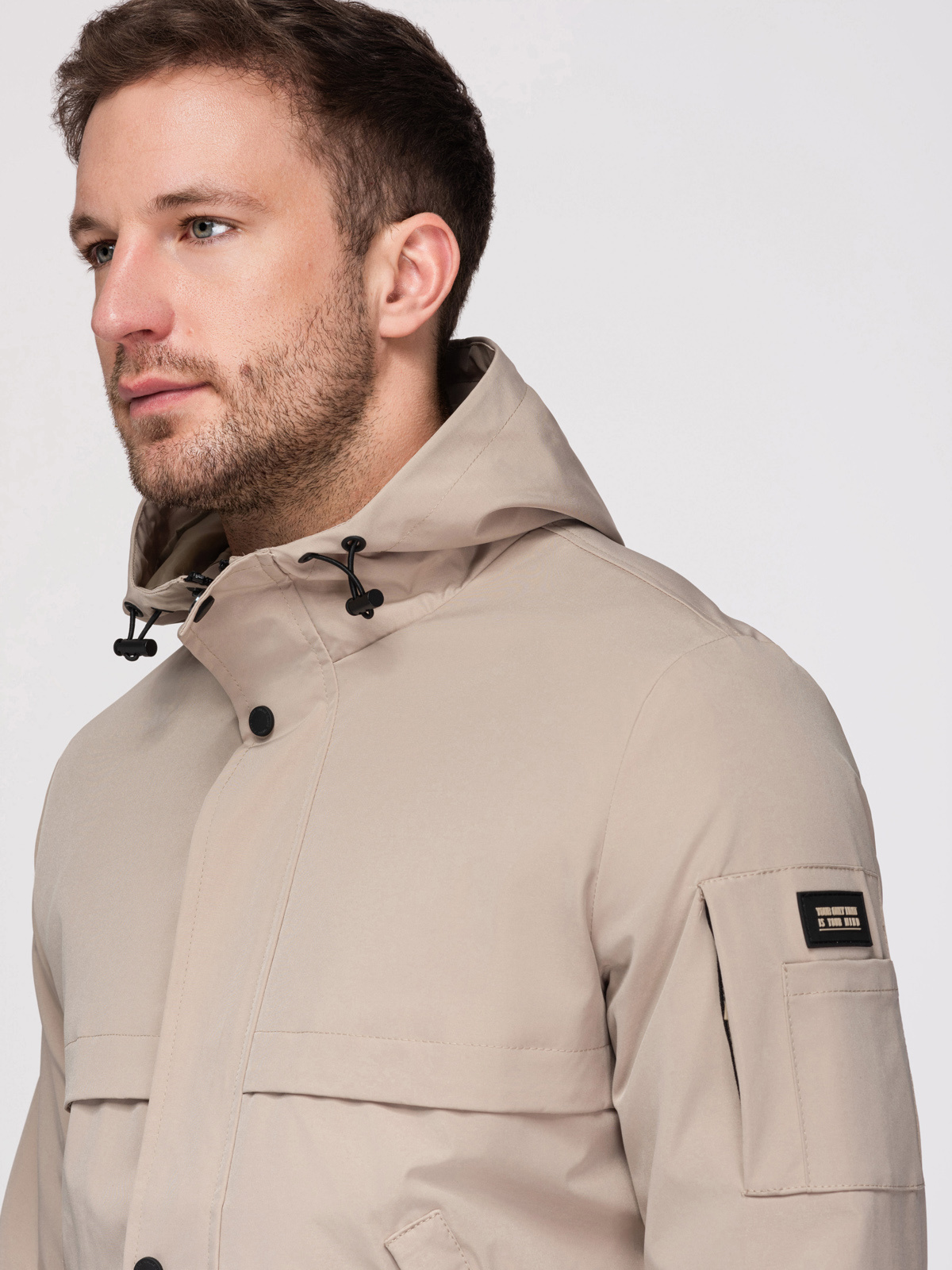 Ombre Functional men's transitional jacket with hood - beige