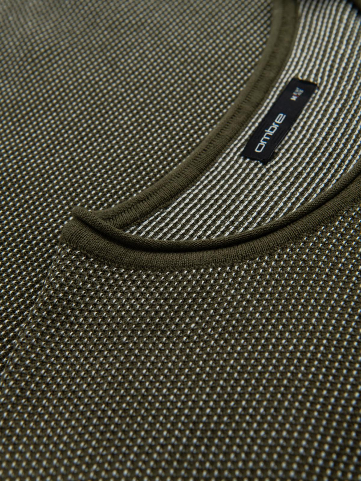 Ombre Men&#039;s knitted sweater with structured dots - olive