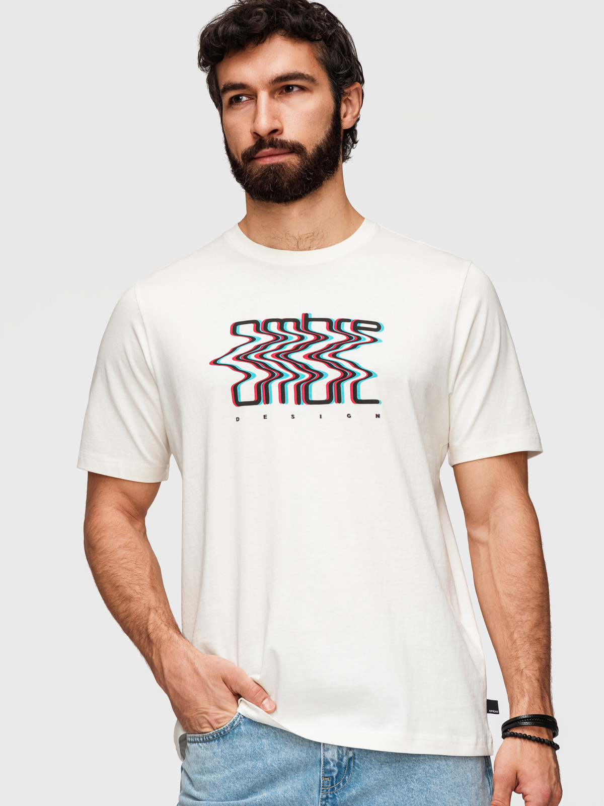 Ombre print men's cotton T-shirt - white