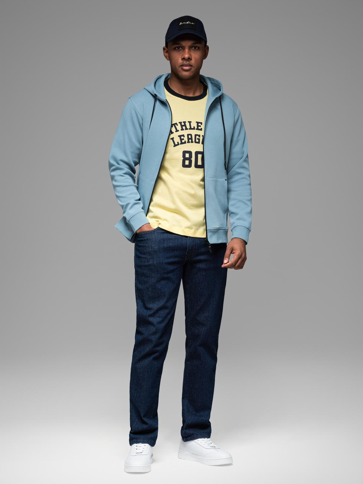 Ombre Unzipped hoodie sweatshirt in streetwear style - light blue