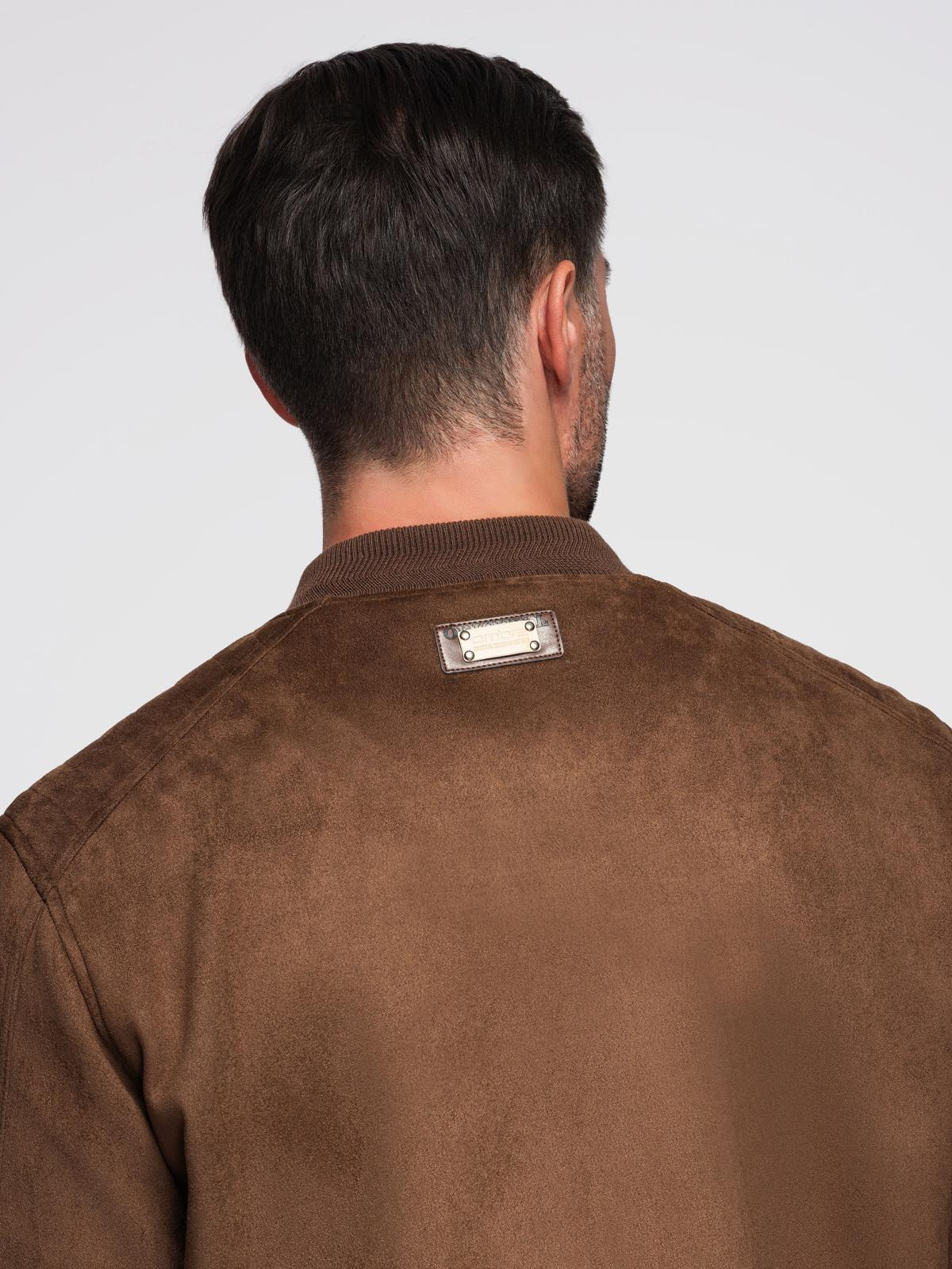 Ombre Men&#039;s imitation suede bomber jacket - brown