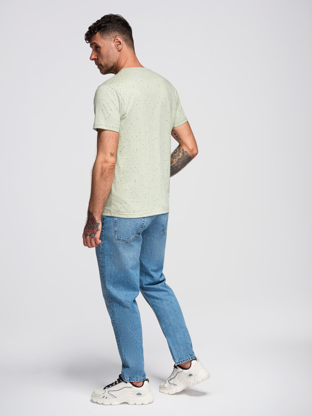 Ombre Men's printed cotton T-shirt with round neckline - mint